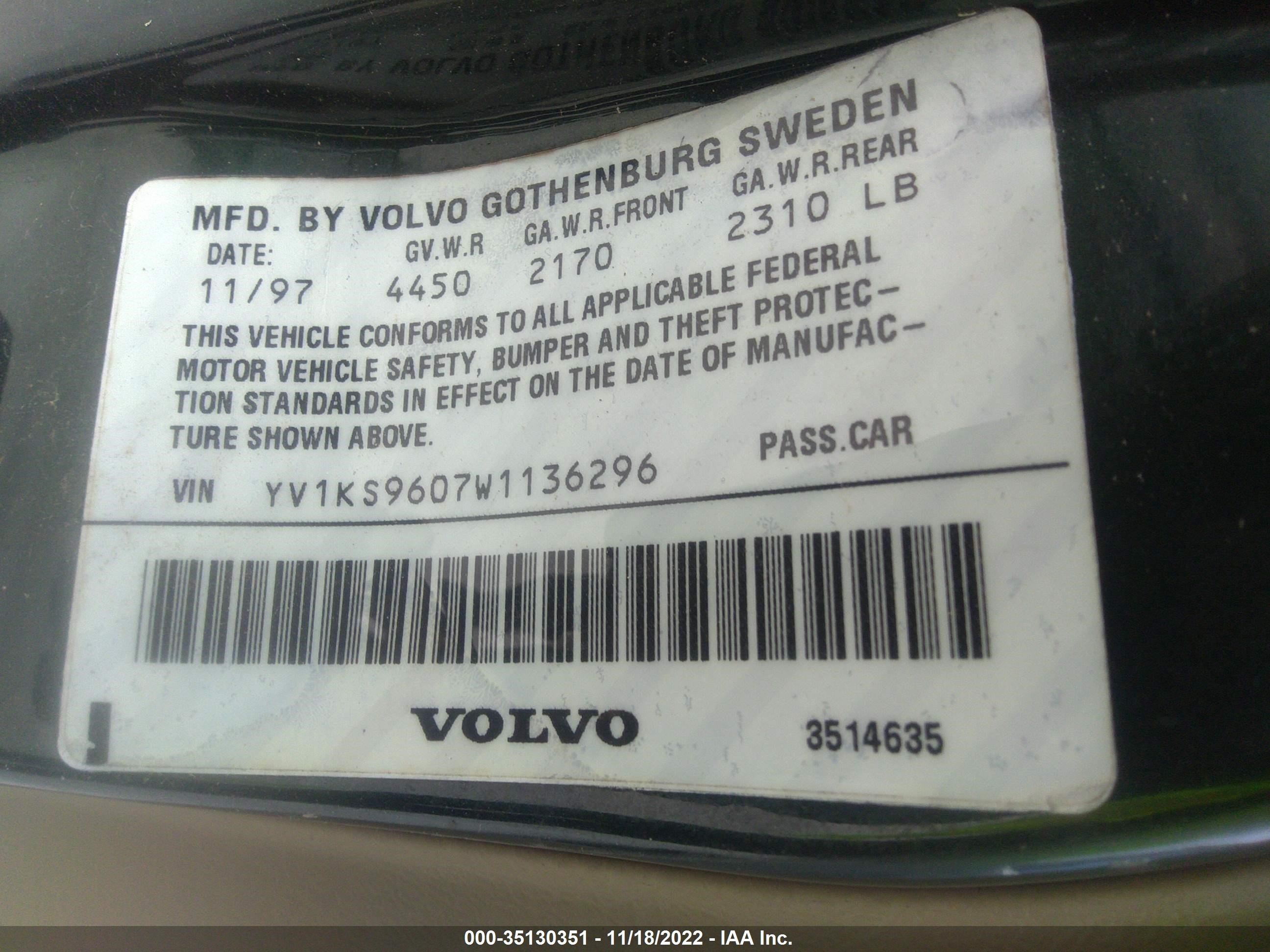 Photo 8 VIN: YV1KS9607W1136296 - VOLVO S90 