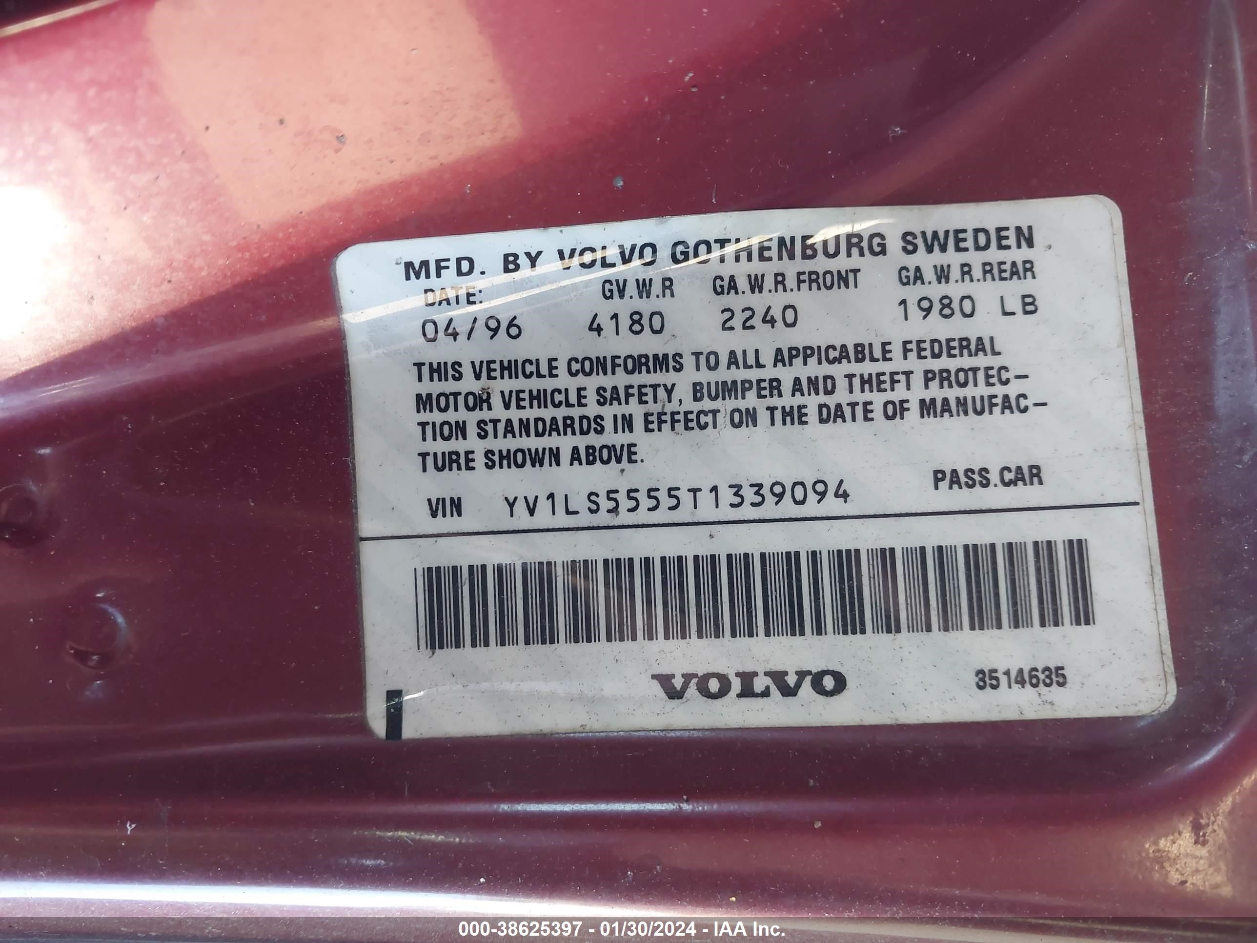 Photo 8 VIN: YV1LS5555T1339094 - VOLVO 850 