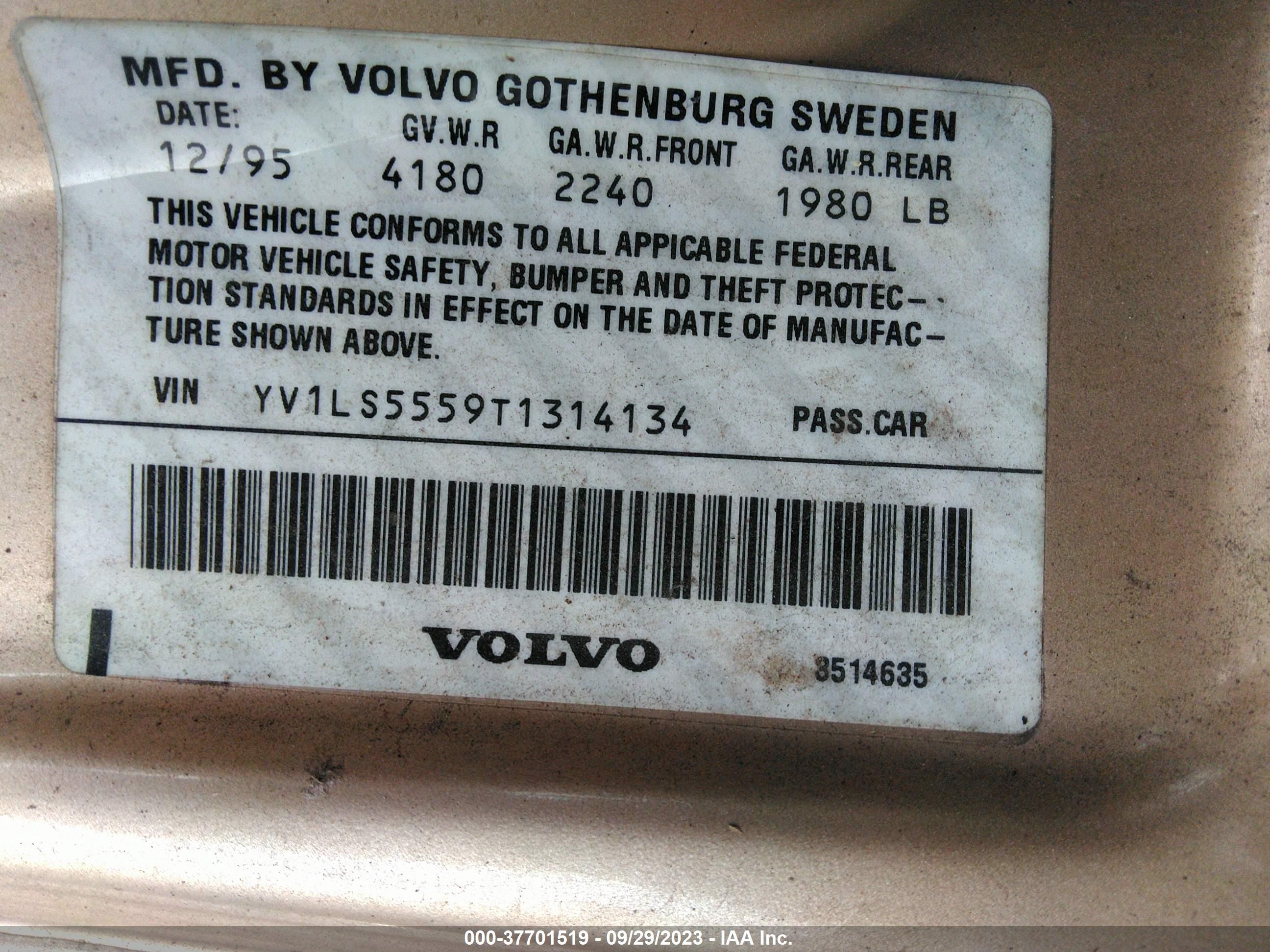 Photo 8 VIN: YV1LS5559T1314134 - VOLVO 850 