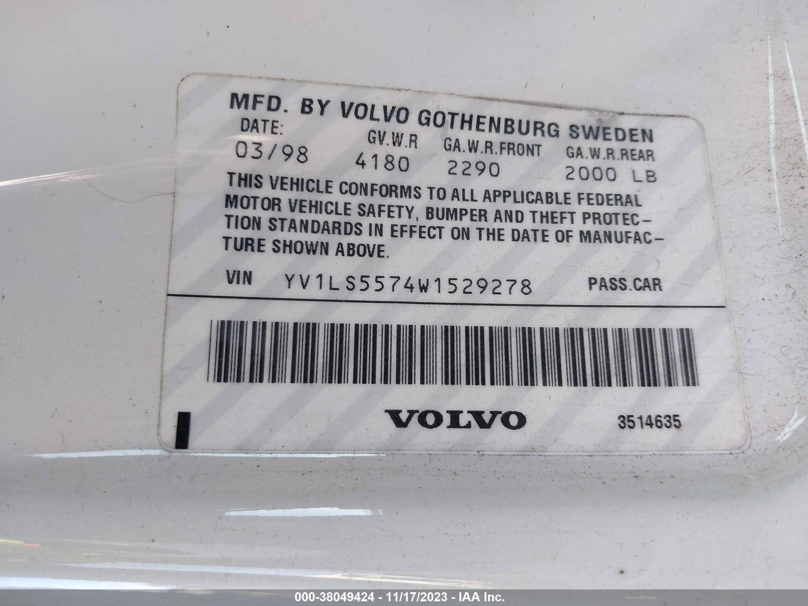 Photo 8 VIN: YV1LS5574W1529278 - VOLVO S70 