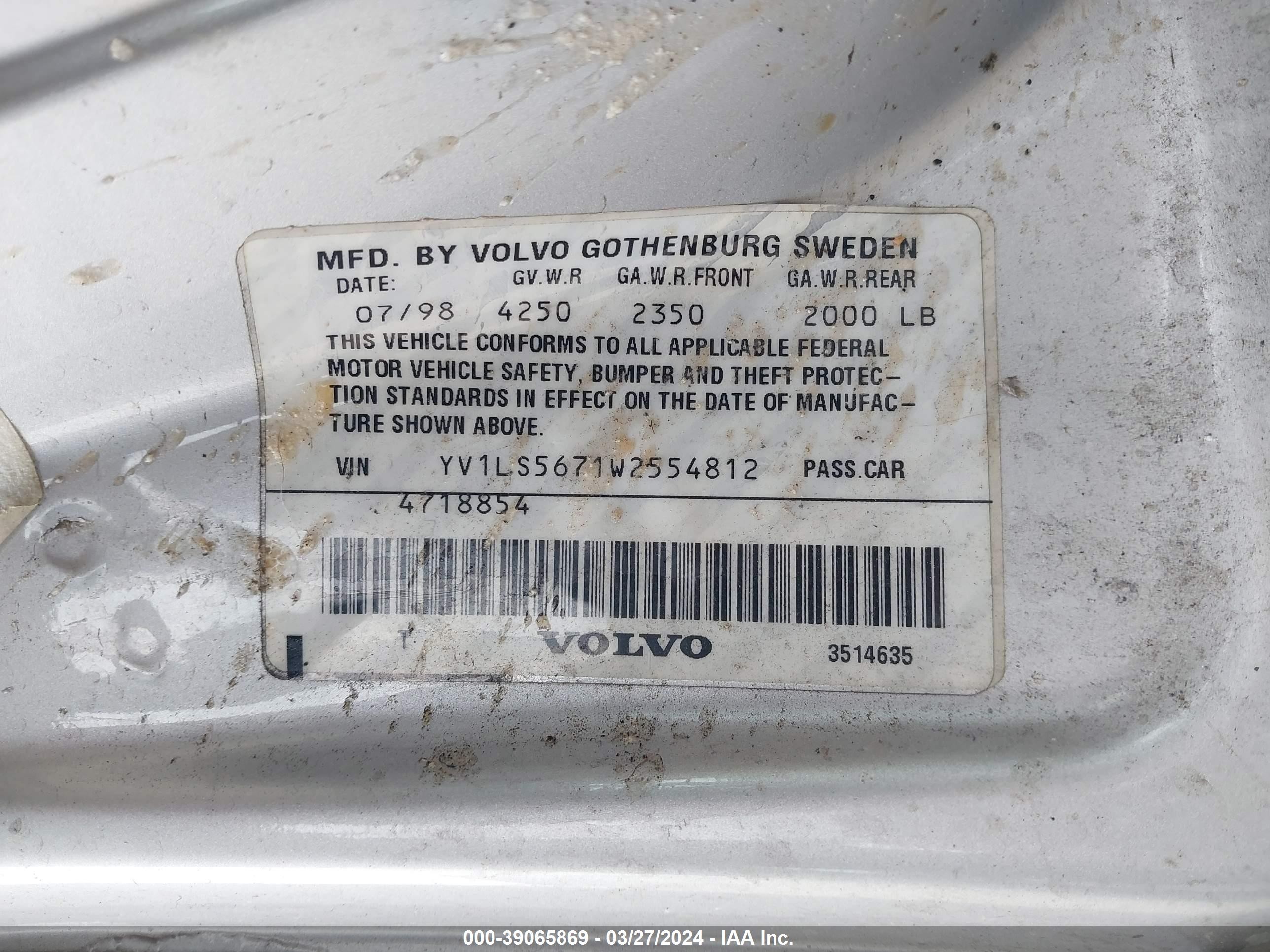 Photo 8 VIN: YV1LS5671W2554812 - VOLVO S70 