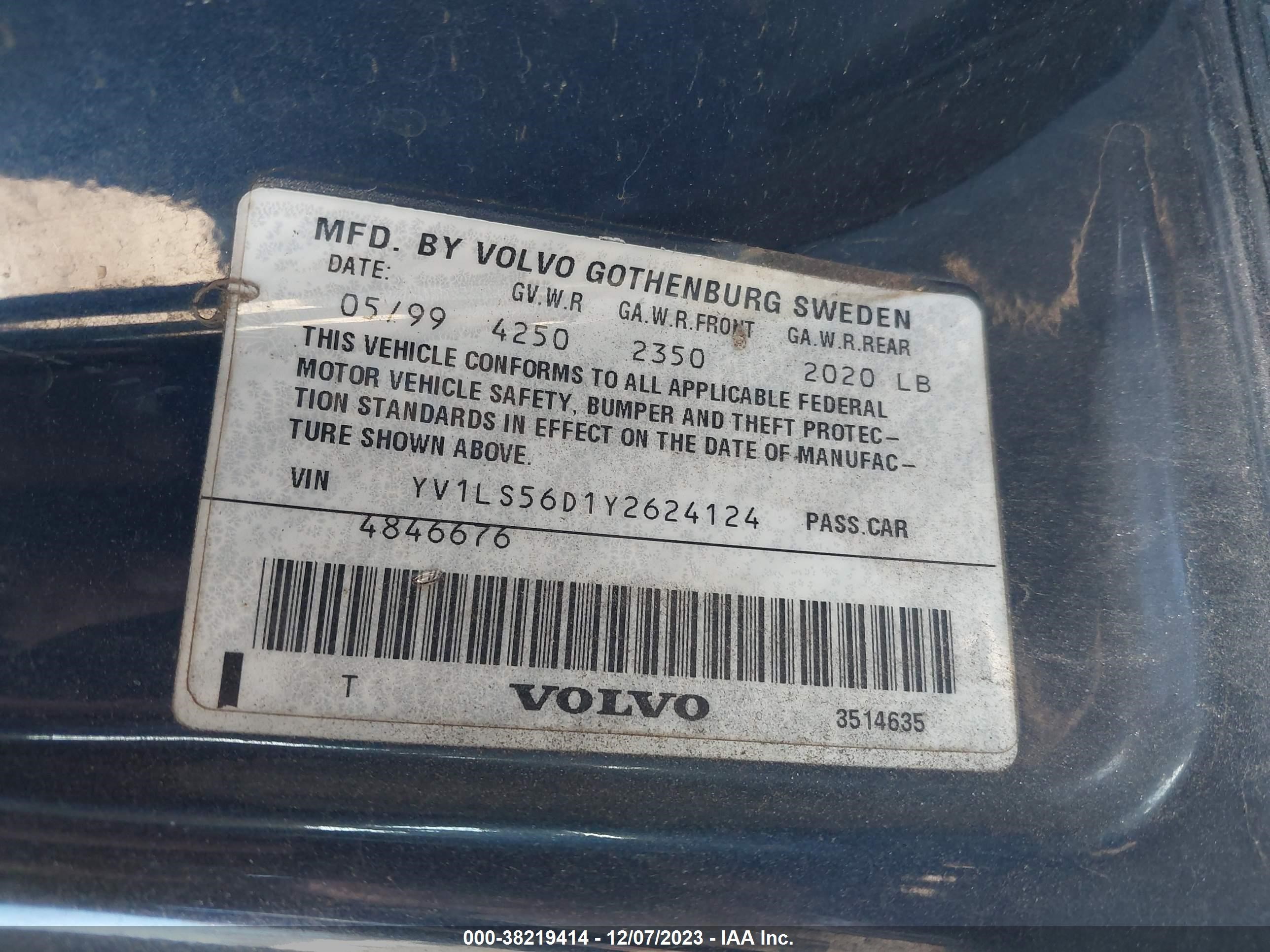 Photo 8 VIN: YV1LS56D1Y2624124 - VOLVO S70 