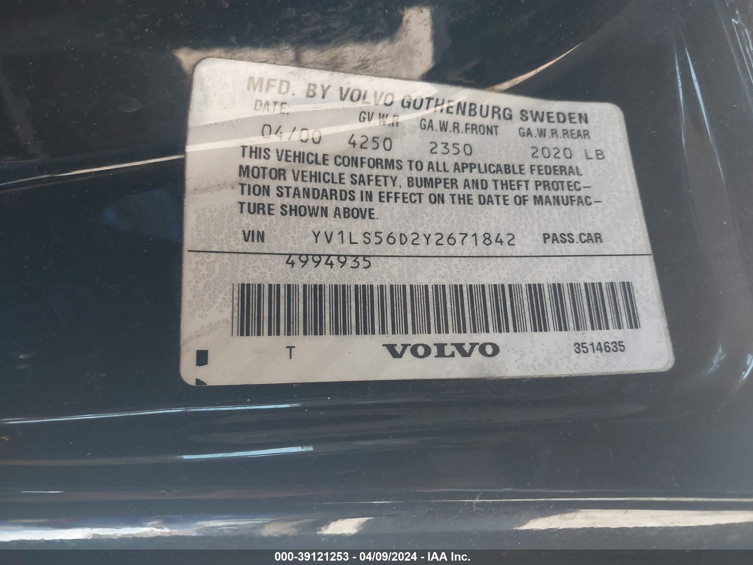 Photo 8 VIN: YV1LS56D2Y2671842 - VOLVO S70 