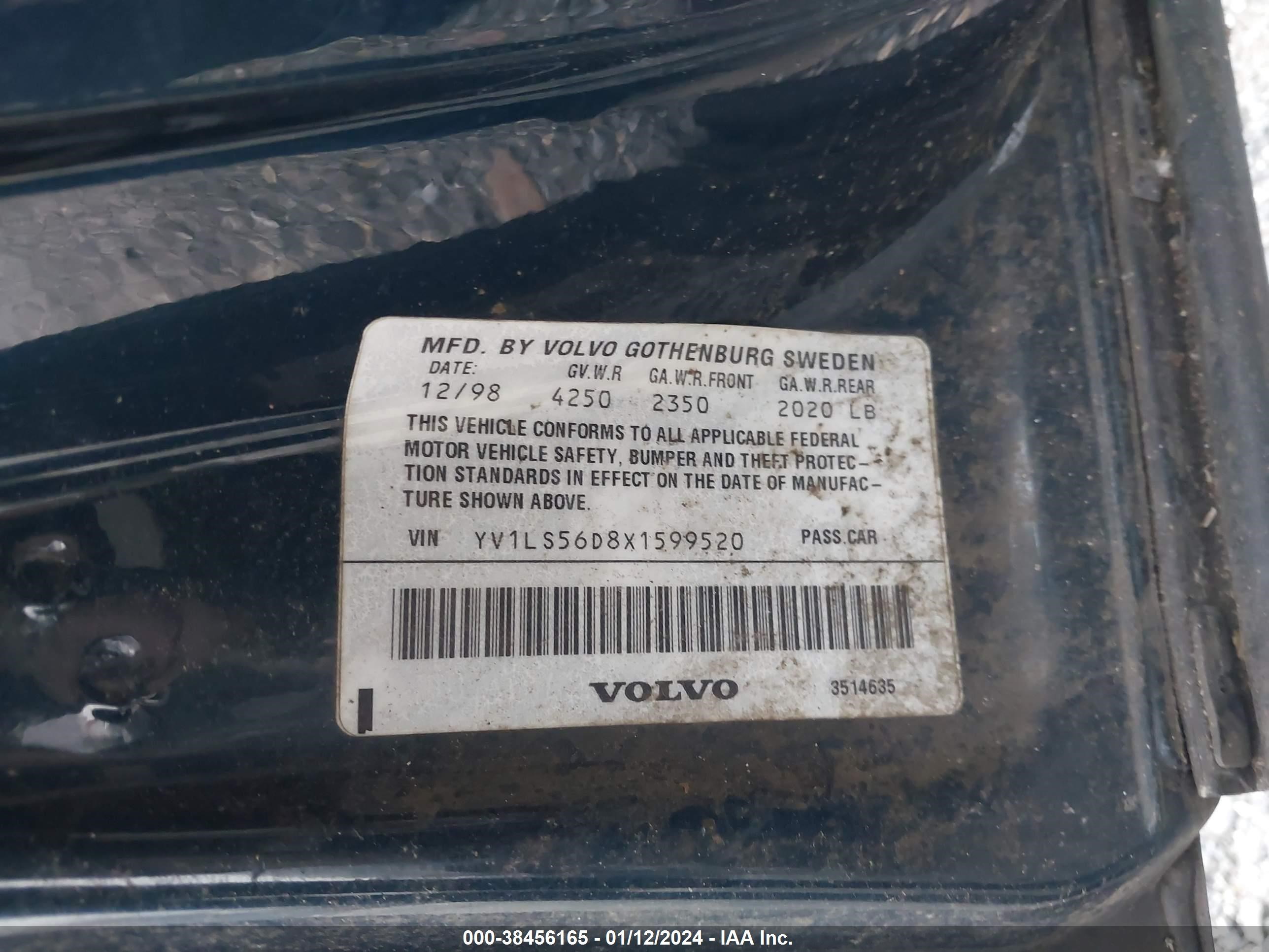 Photo 8 VIN: YV1LS56D8X1599520 - VOLVO S70 