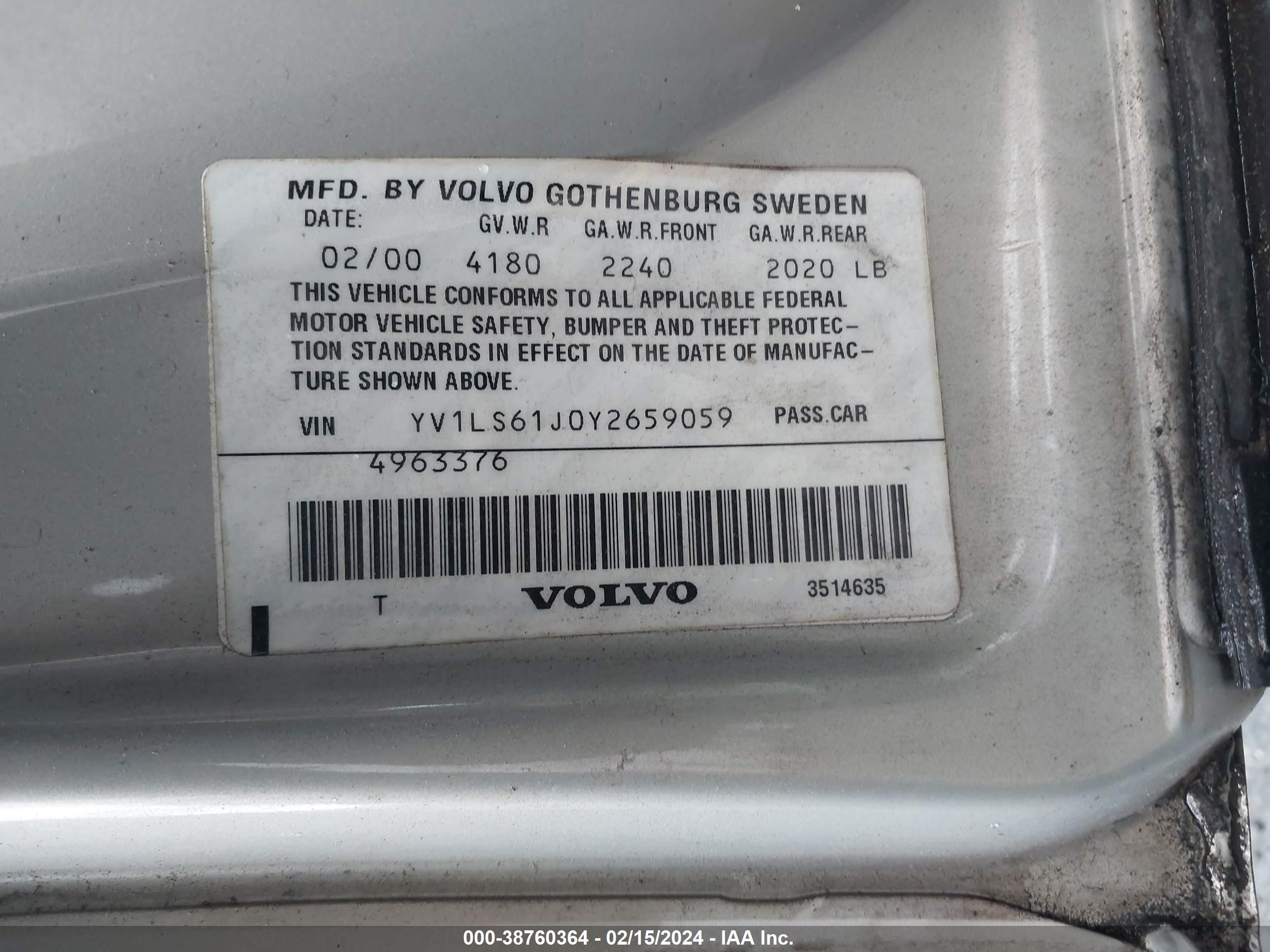 Photo 8 VIN: YV1LS61J0Y2659059 - VOLVO S70 