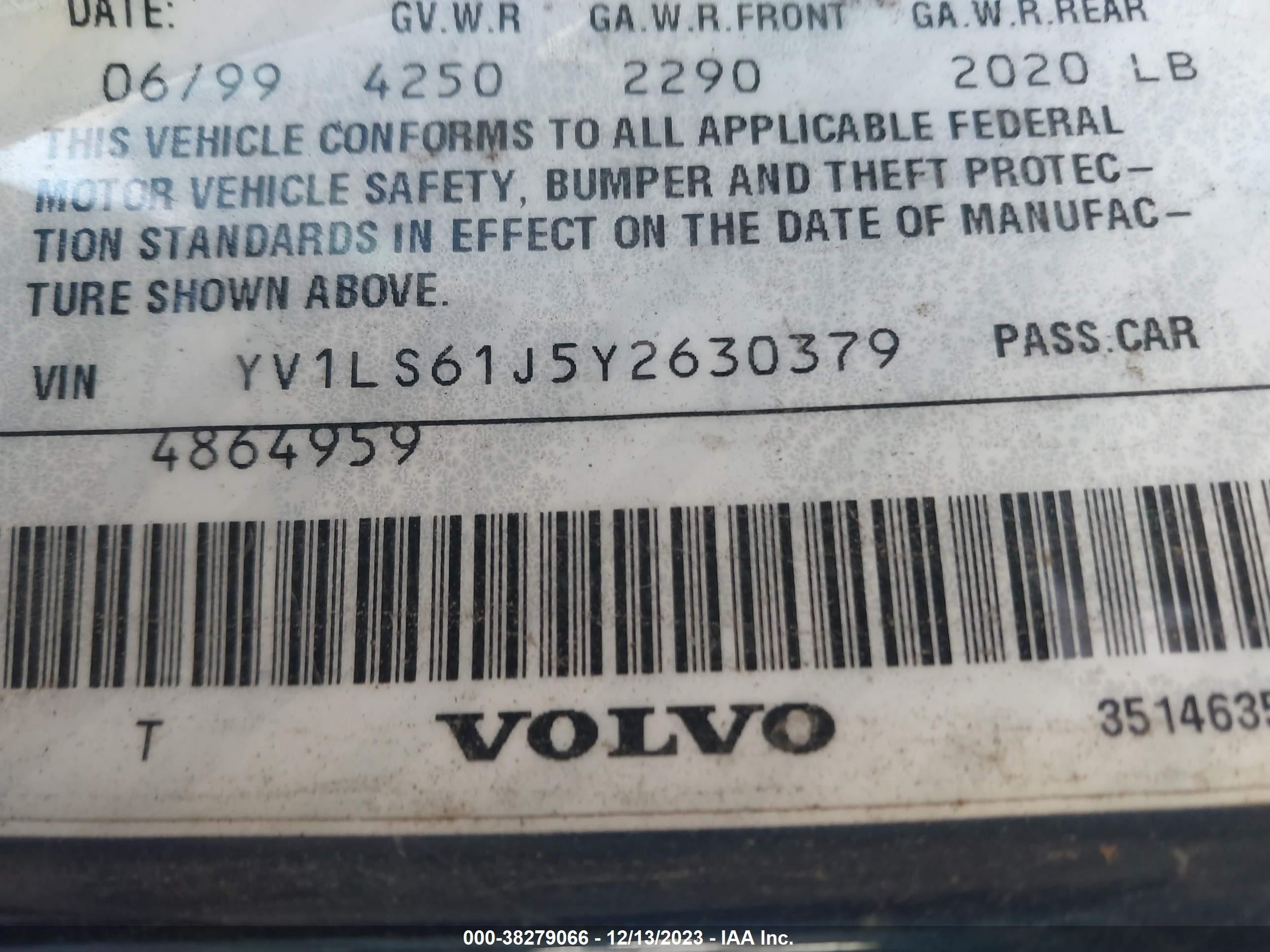 Photo 8 VIN: YV1LS61J5Y2630379 - VOLVO S70 