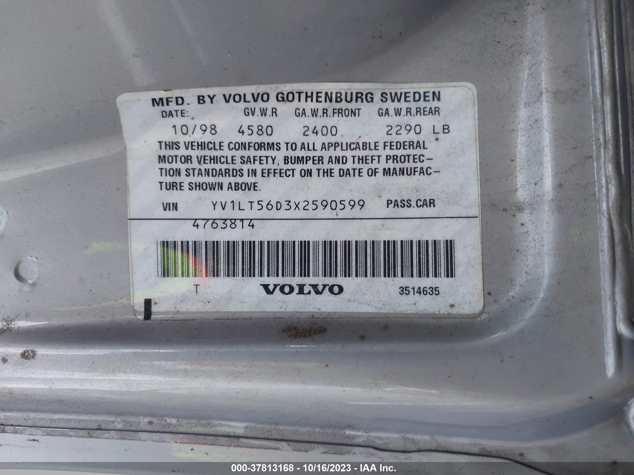 Photo 8 VIN: YV1LT56D3X2590599 - VOLVO S70 