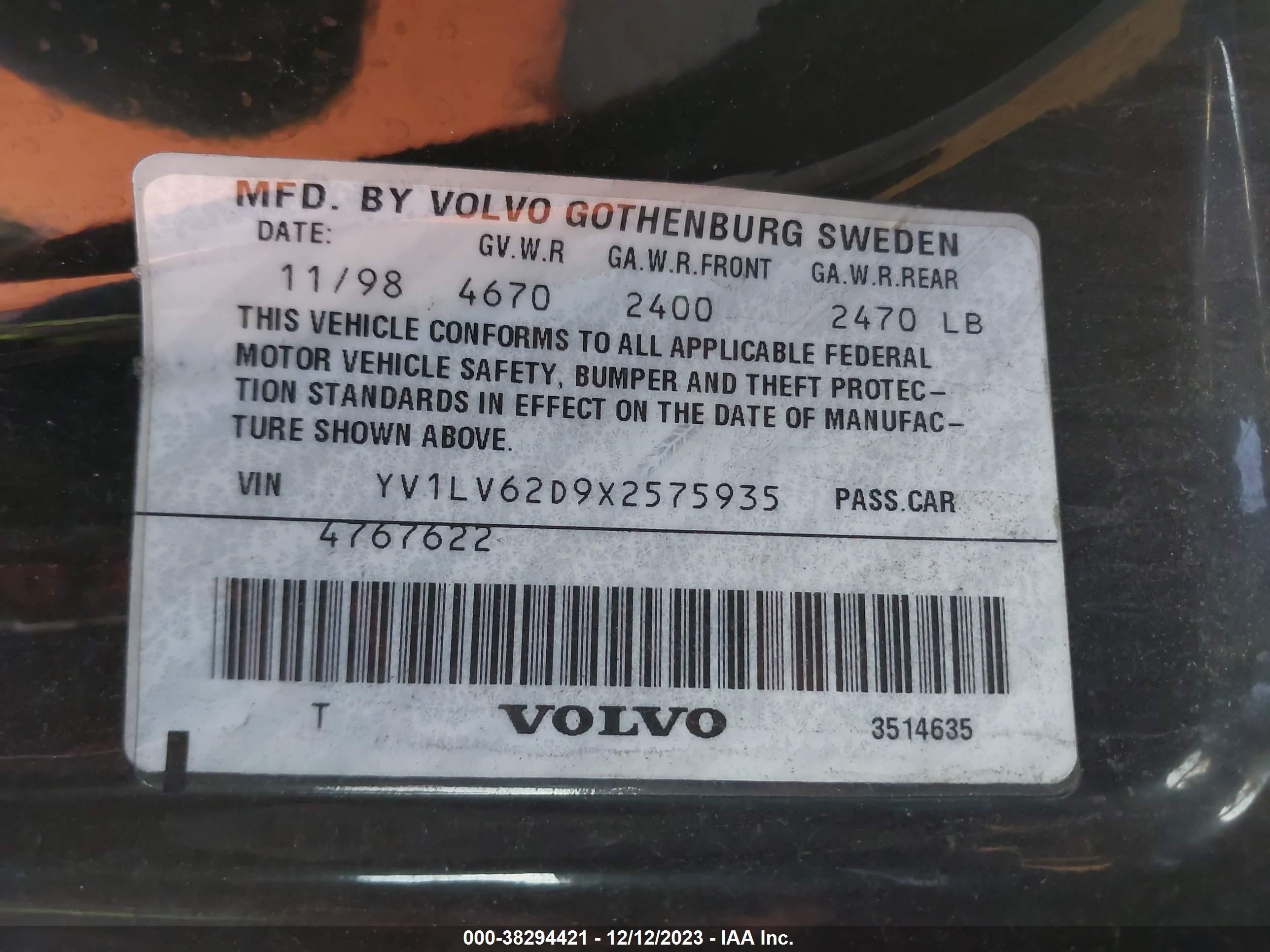 Photo 8 VIN: YV1LV62D9X2575935 - VOLVO V70 