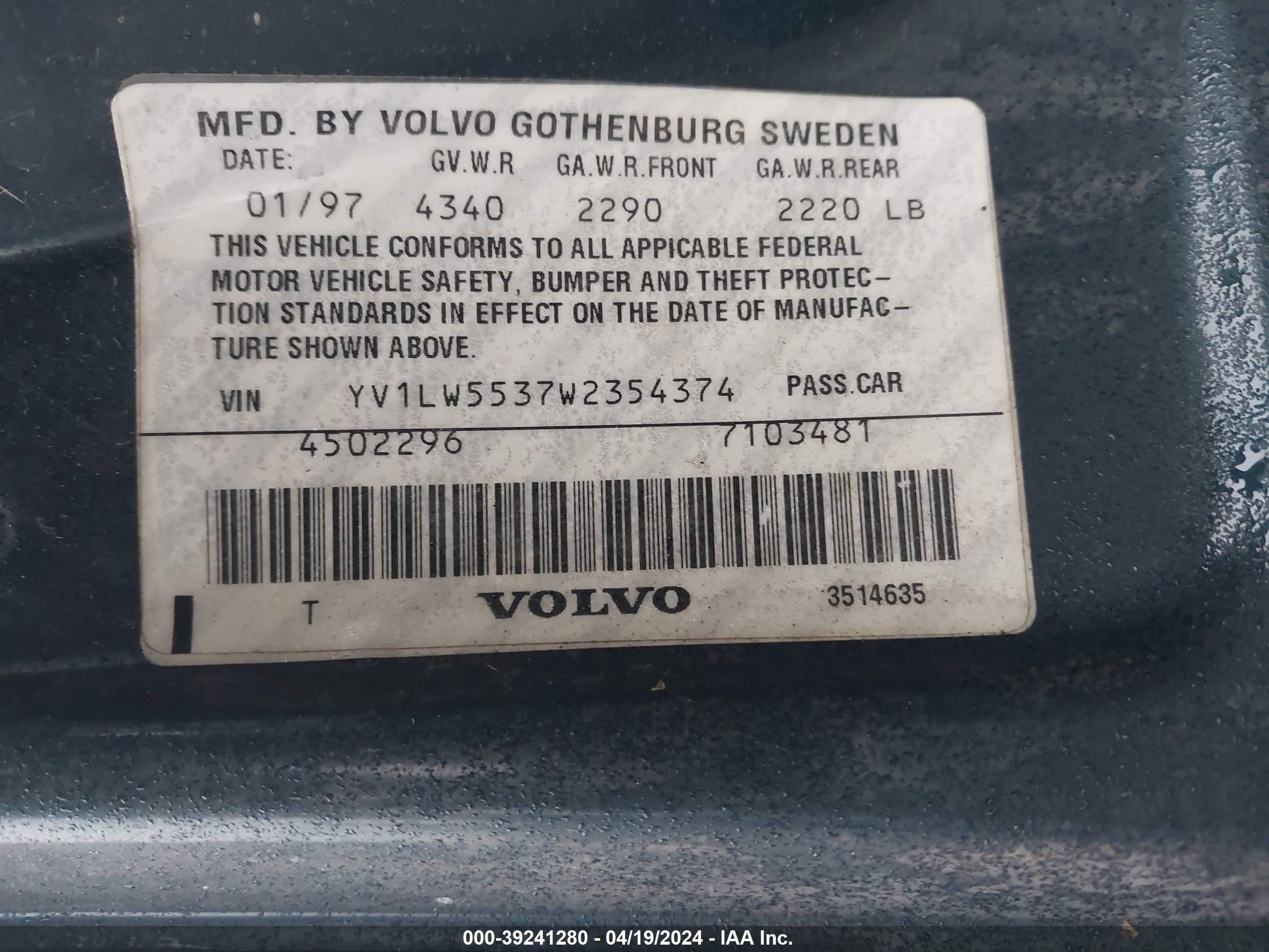 Photo 8 VIN: YV1LW5537W2354374 - VOLVO V70 