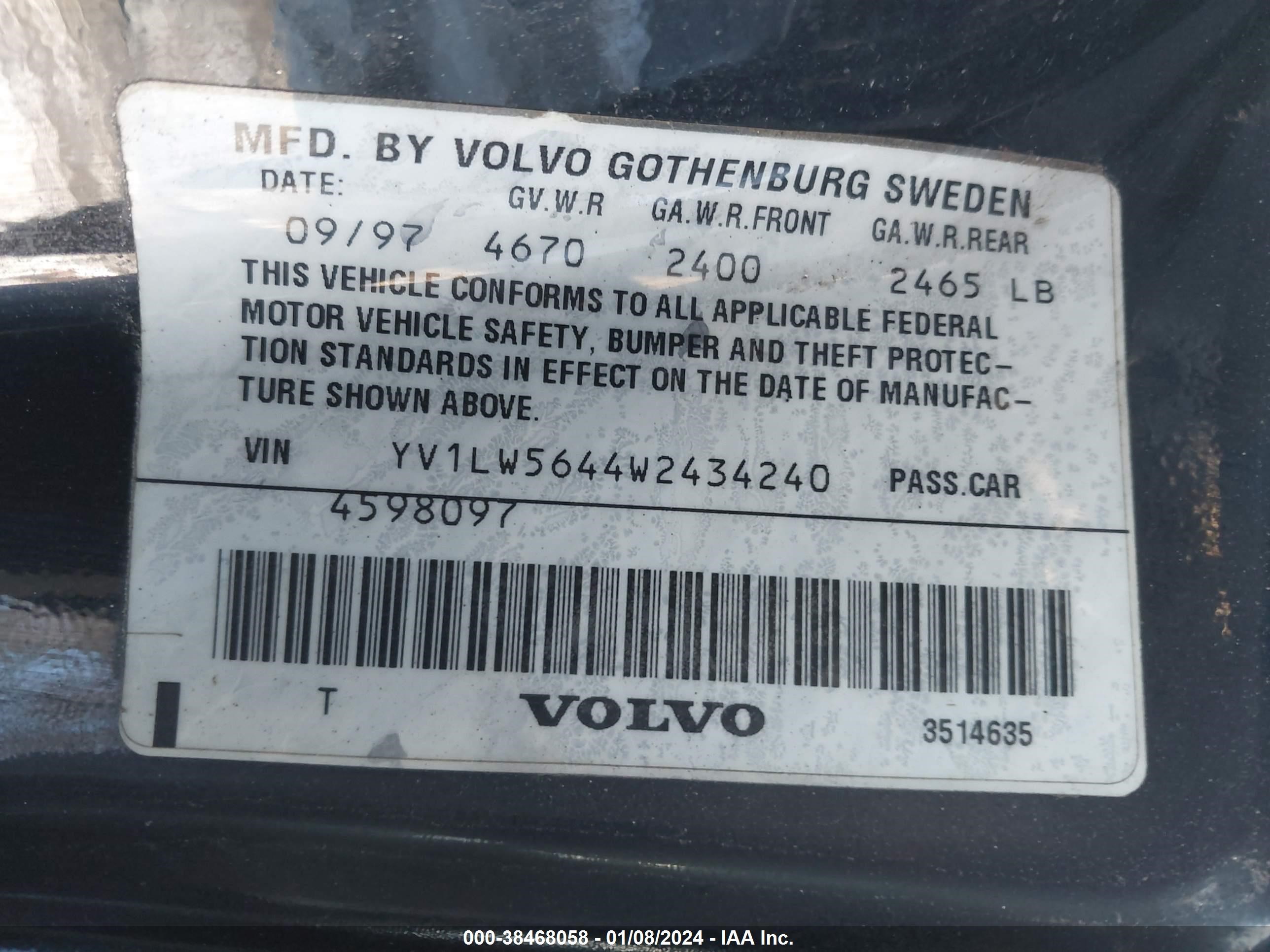 Photo 8 VIN: YV1LW5644W2434240 - VOLVO V70 