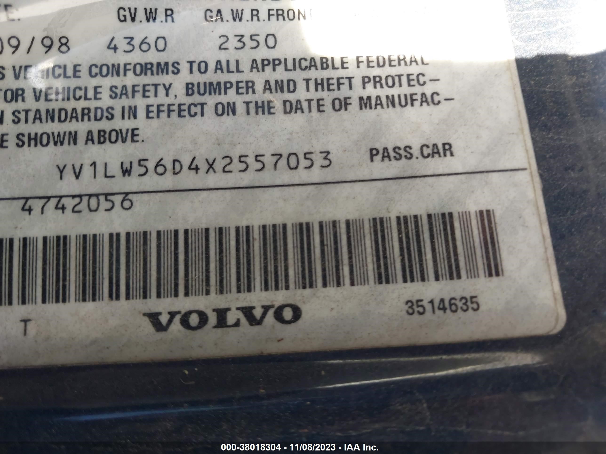 Photo 8 VIN: YV1LW56D4X2557053 - VOLVO V70 