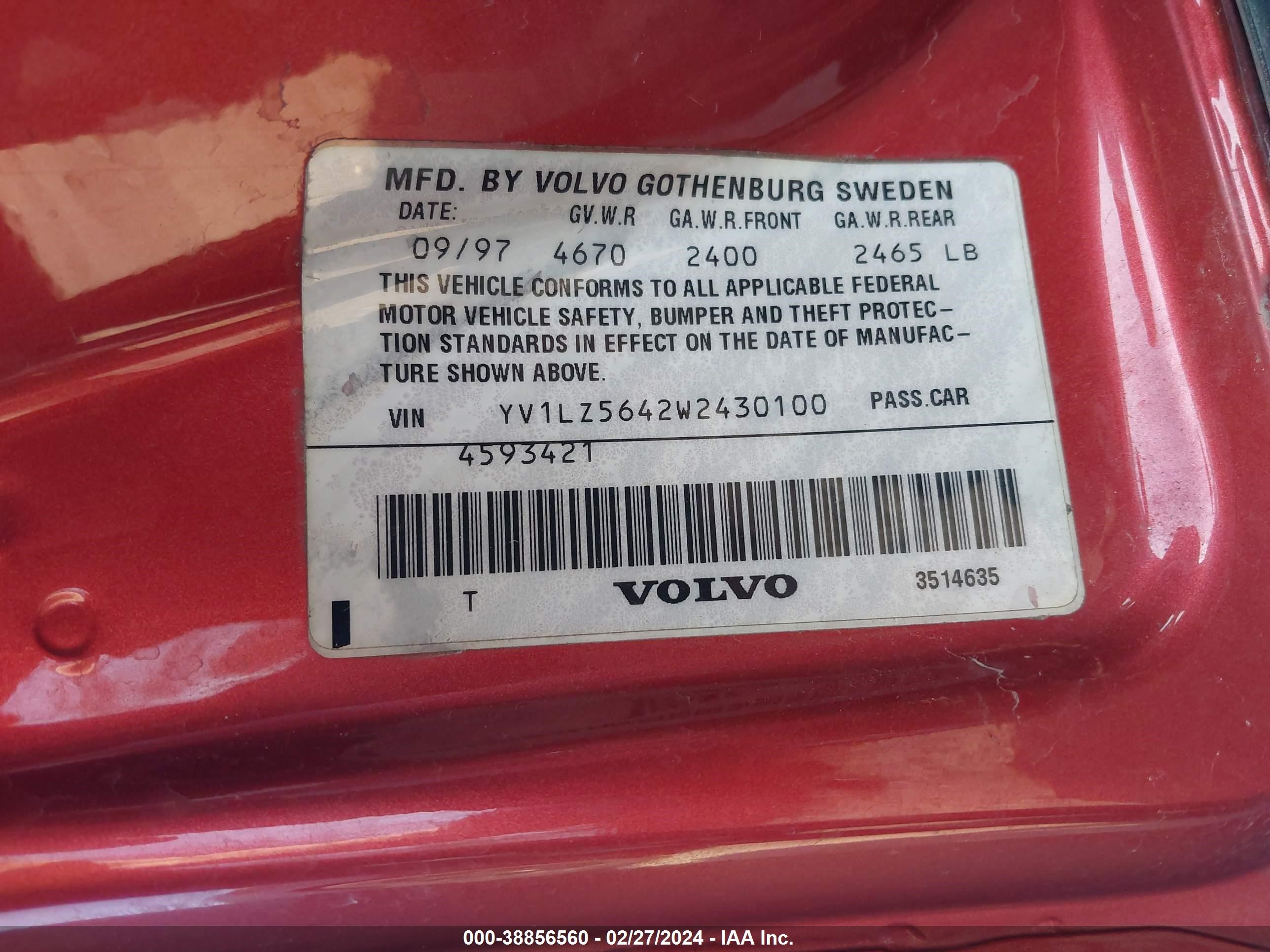 Photo 8 VIN: YV1LZ5642W2430100 - VOLVO V70 