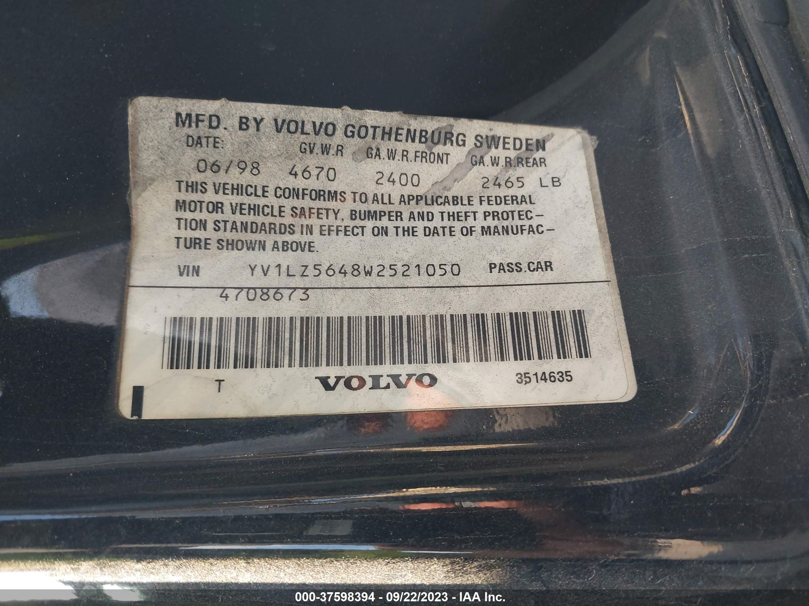 Photo 8 VIN: YV1LZ5648W2521050 - VOLVO V70 