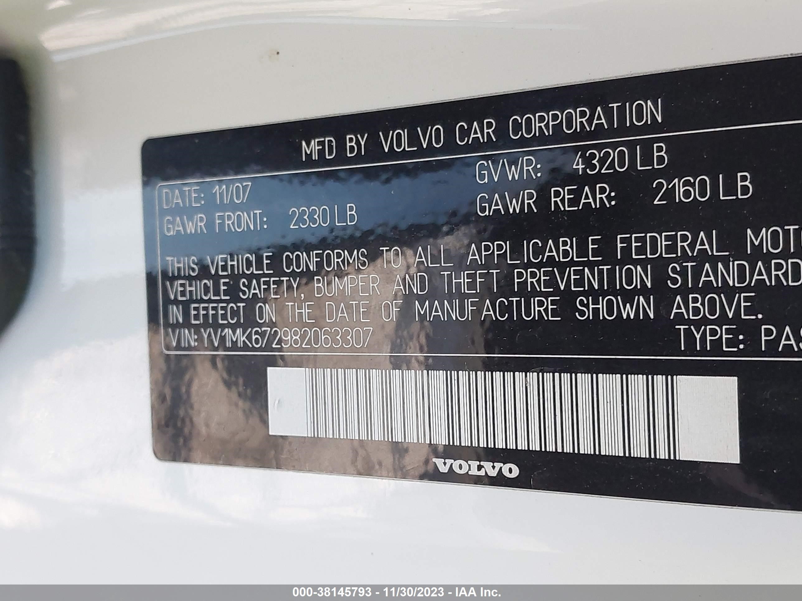 Photo 8 VIN: YV1MK672982063307 - VOLVO C30 