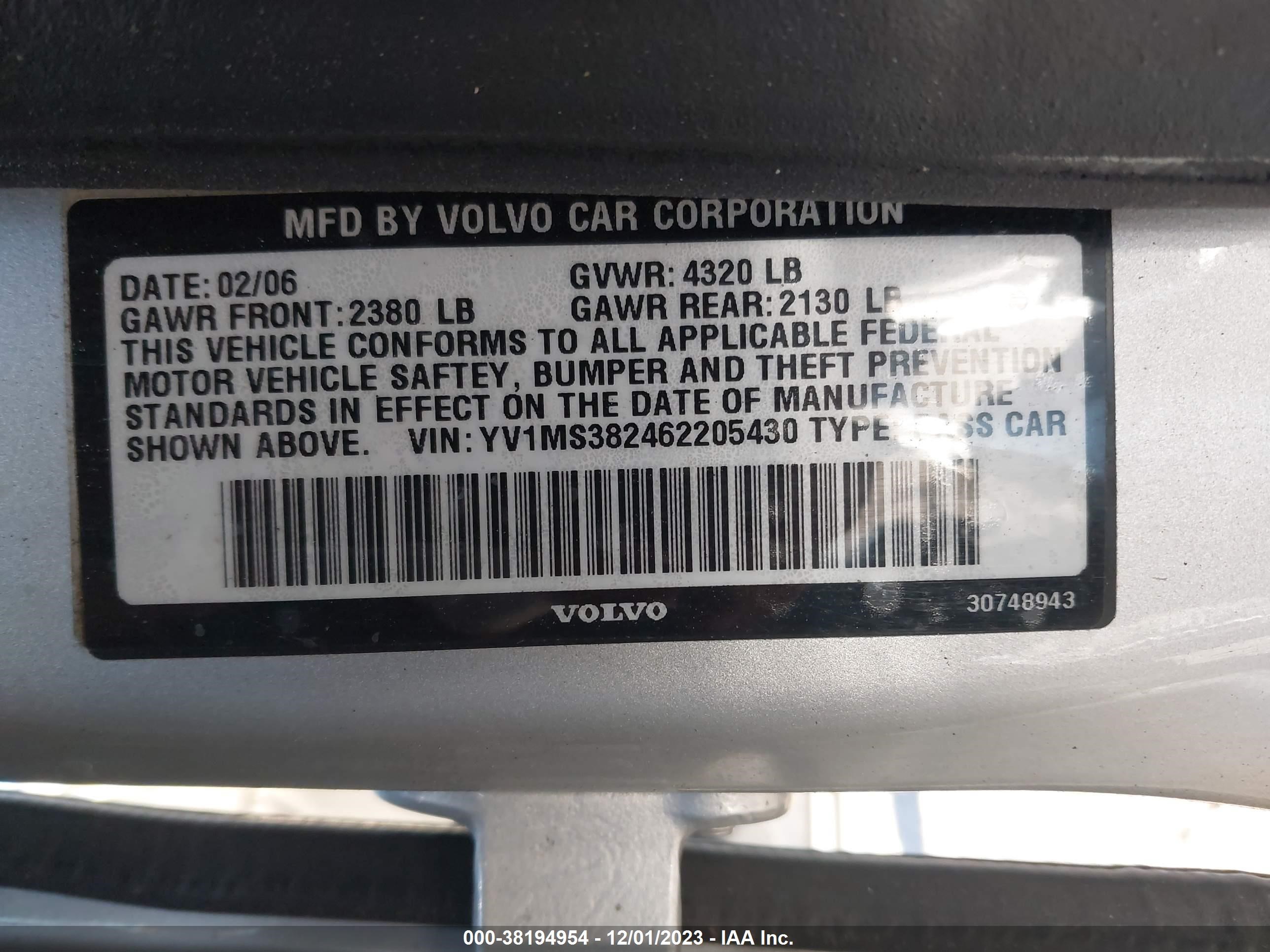 Photo 8 VIN: YV1MS382462205430 - VOLVO S40 