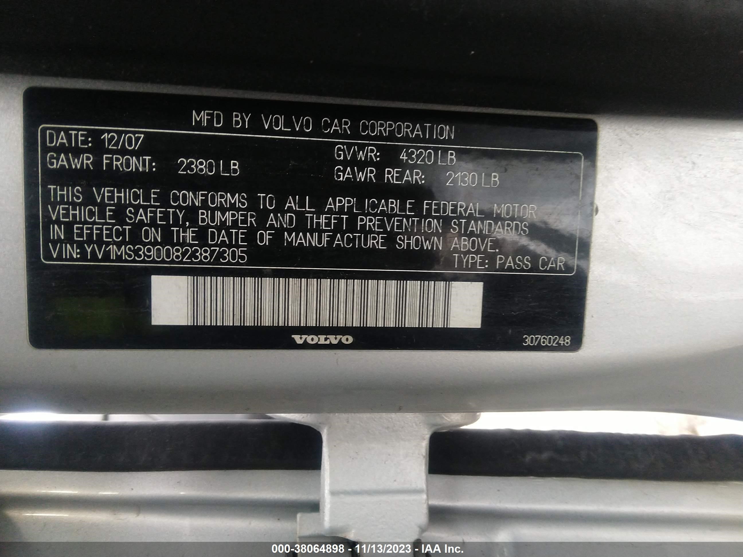 Photo 8 VIN: YV1MS390082387305 - VOLVO S40 