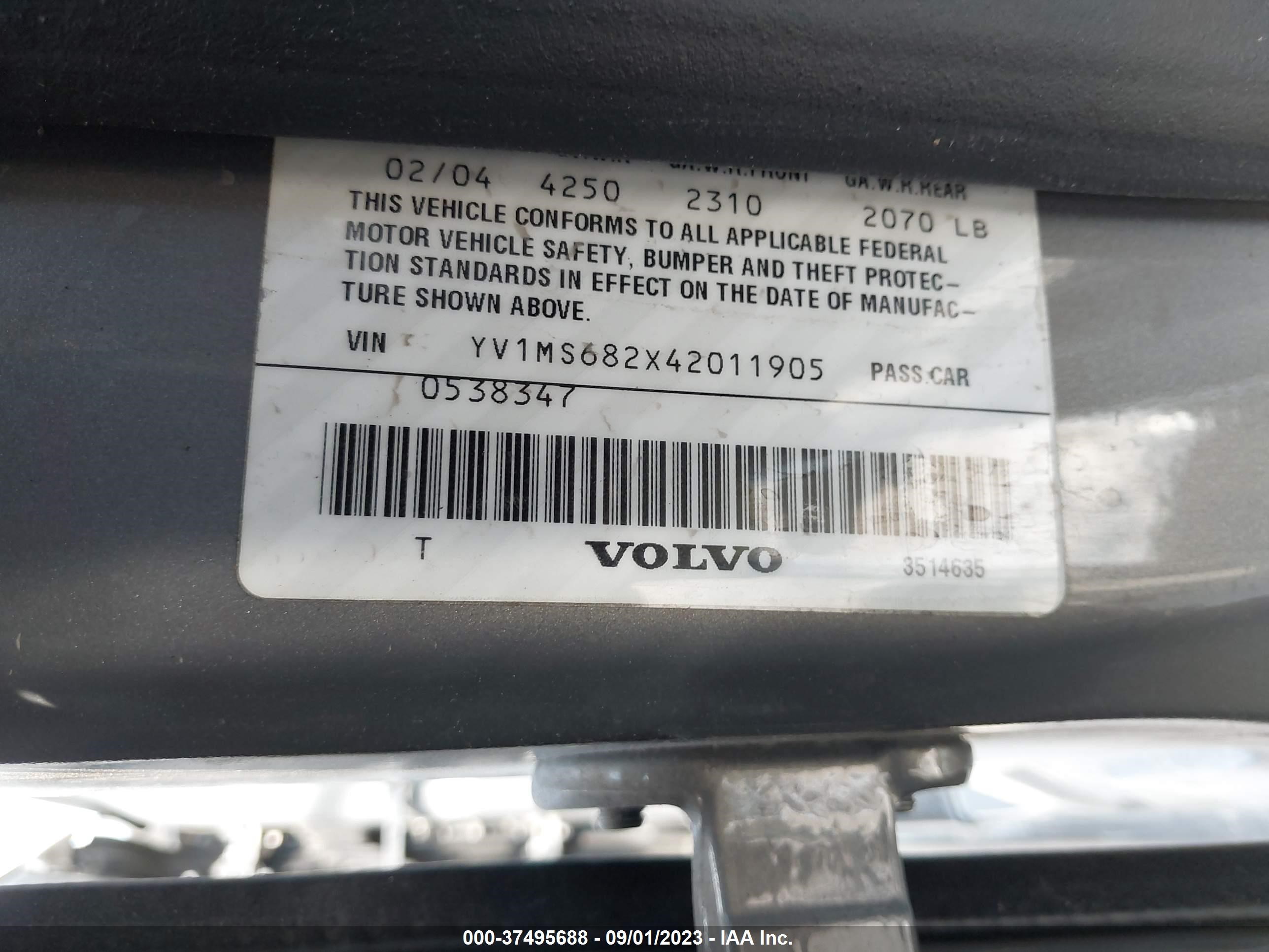 Photo 8 VIN: YV1MS682X42011905 - VOLVO S40 