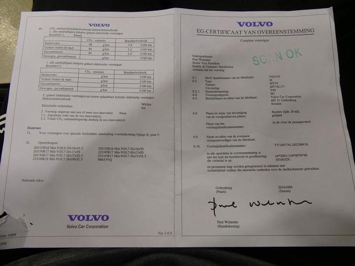 Photo 12 VIN: YV1MV74L1H2396416 - VOLVO V40 - 2016 