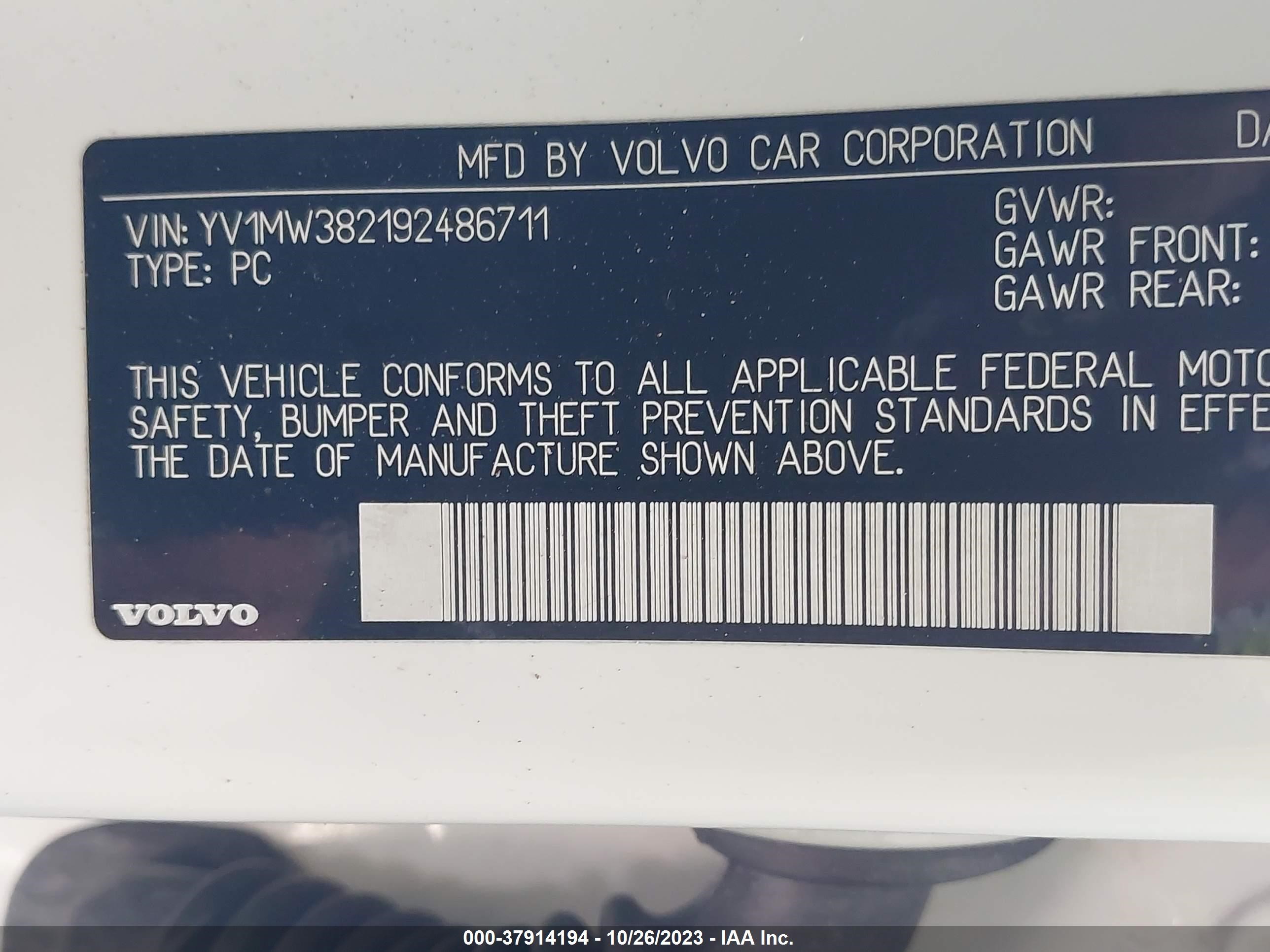 Photo 8 VIN: YV1MW382192486711 - VOLVO V50 