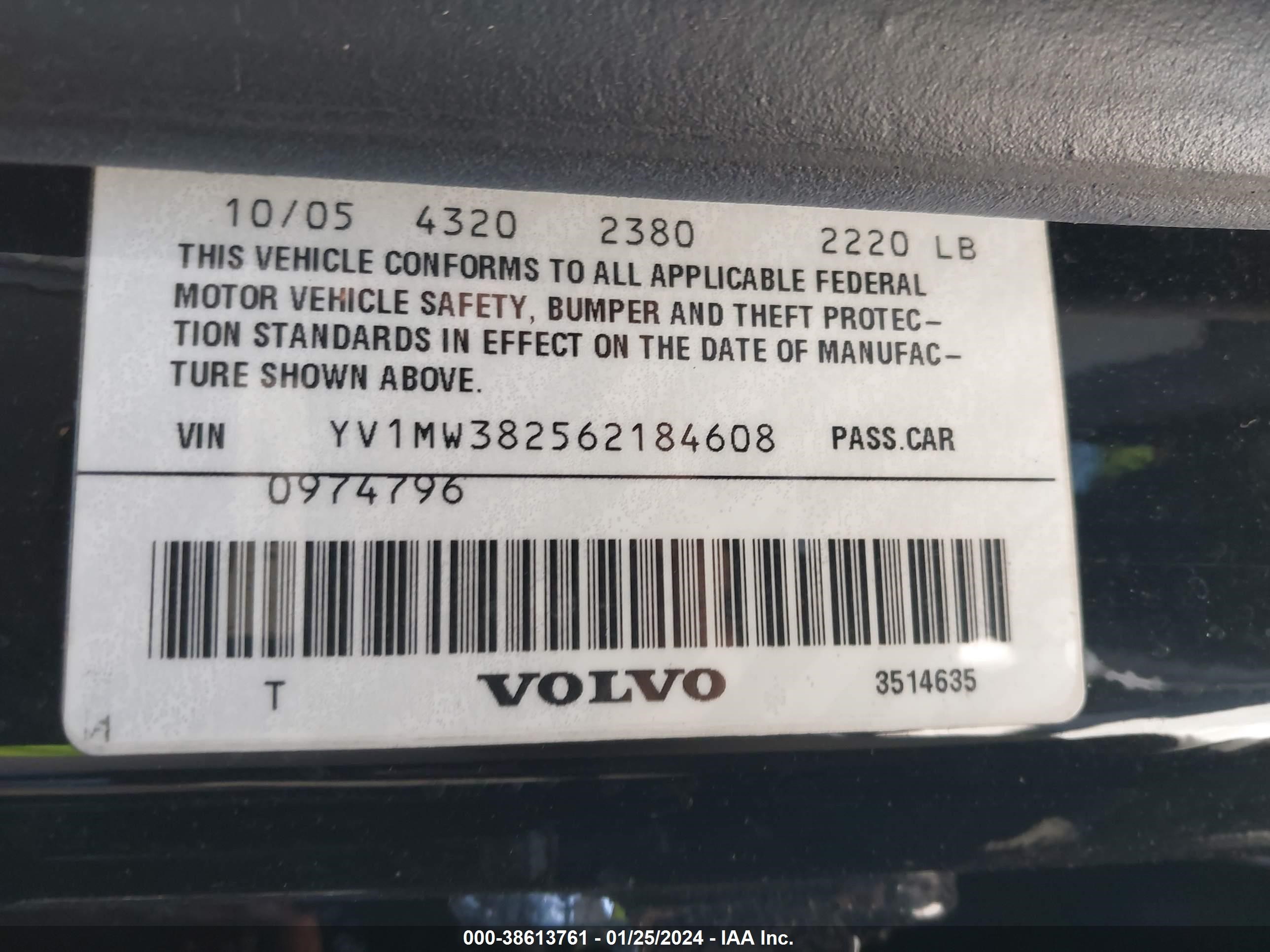 Photo 8 VIN: YV1MW382562184608 - VOLVO V50 