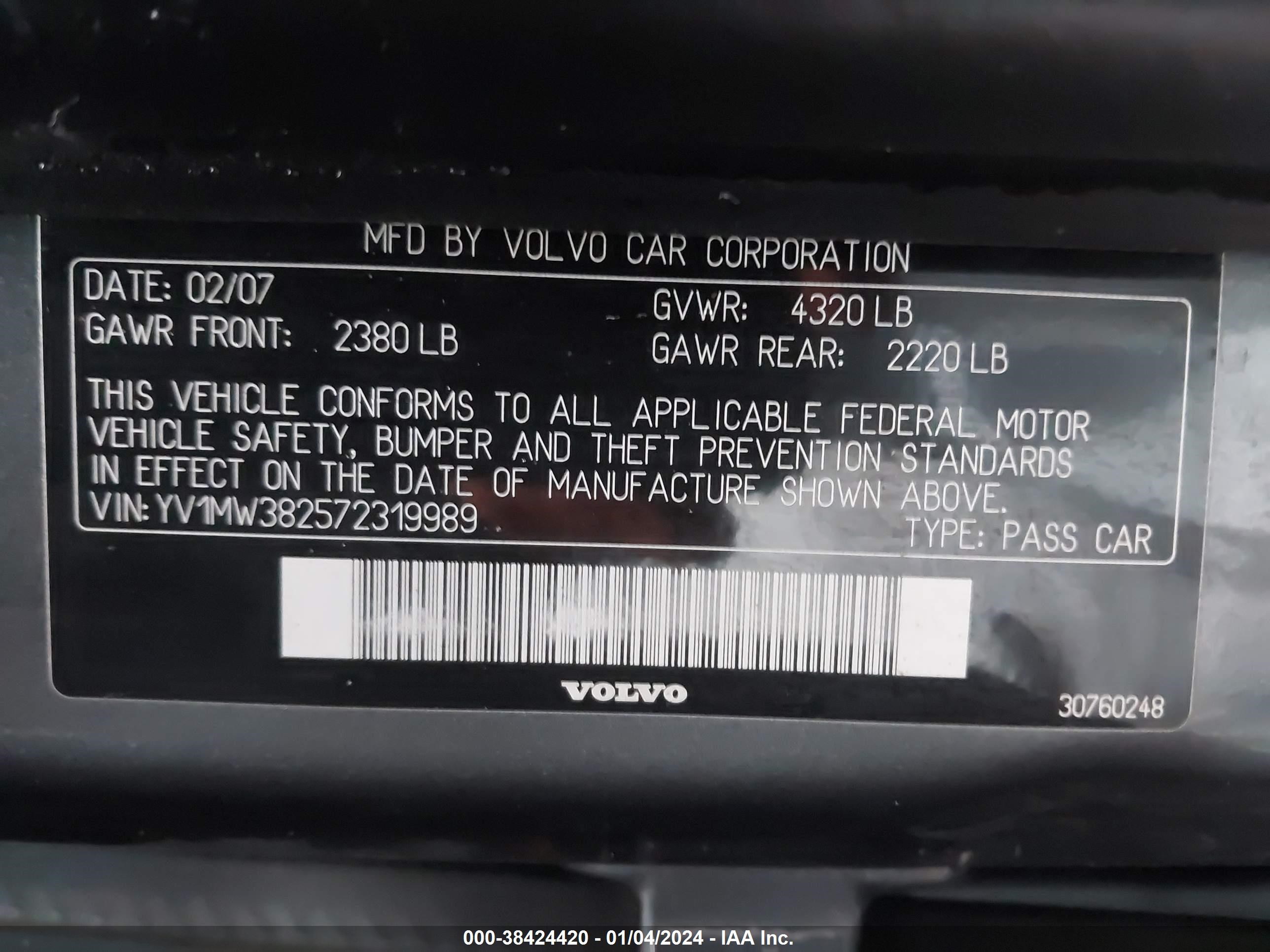 Photo 8 VIN: YV1MW382572319989 - VOLVO V50 