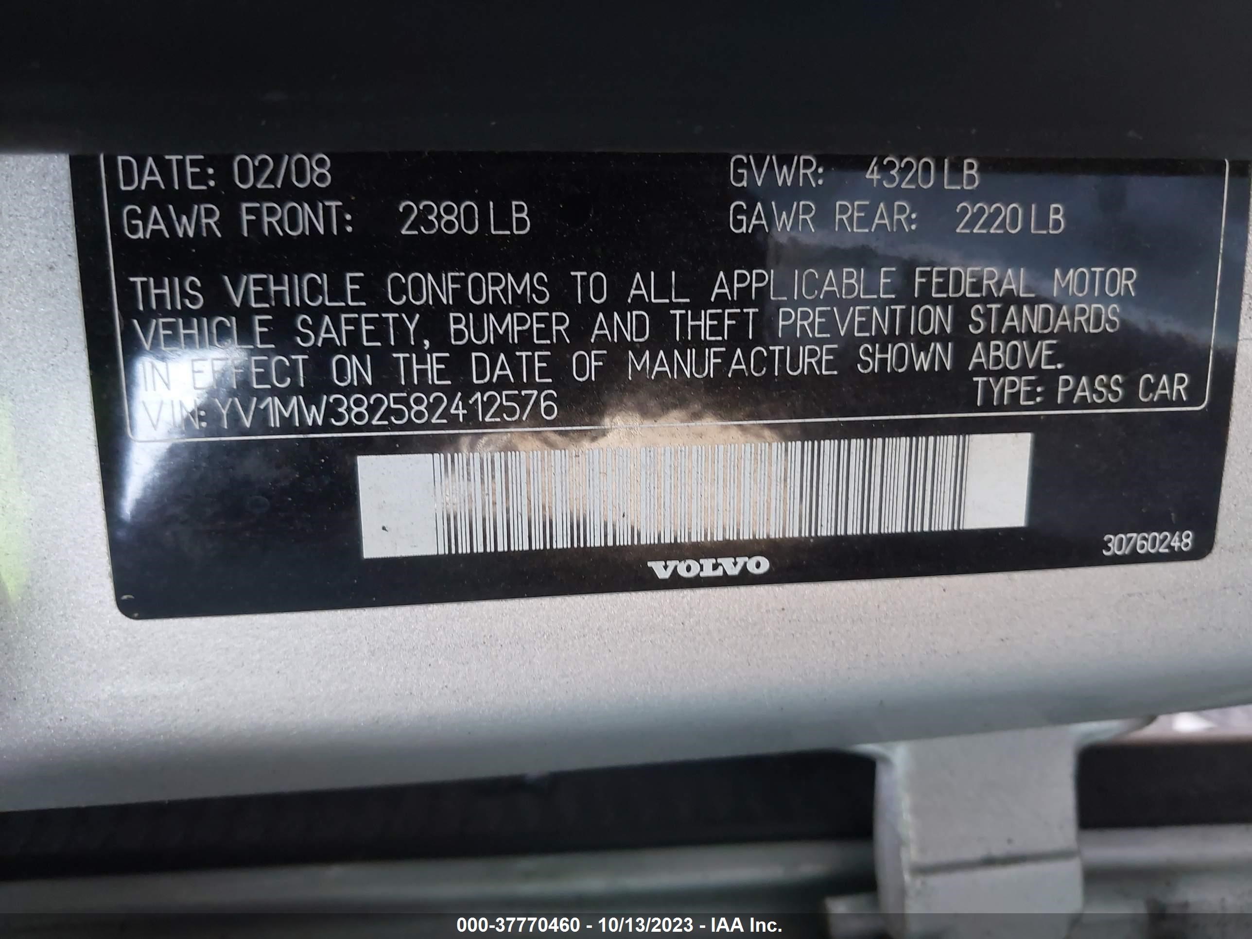 Photo 8 VIN: YV1MW382582412576 - VOLVO V50 