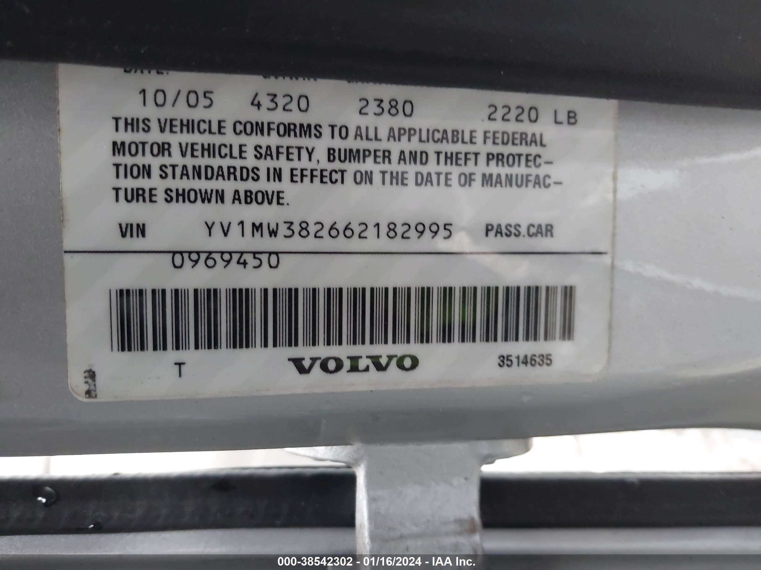 Photo 8 VIN: YV1MW382662182995 - VOLVO V50 