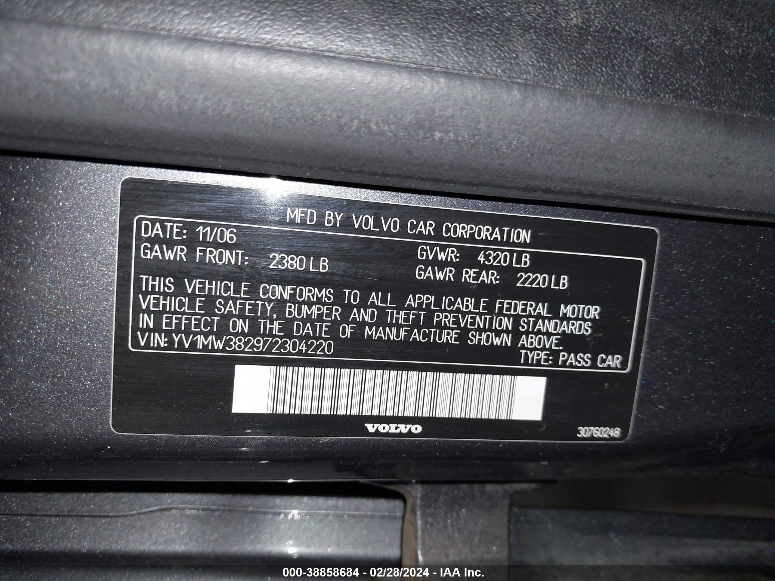 Photo 8 VIN: YV1MW382972304220 - VOLVO V50 