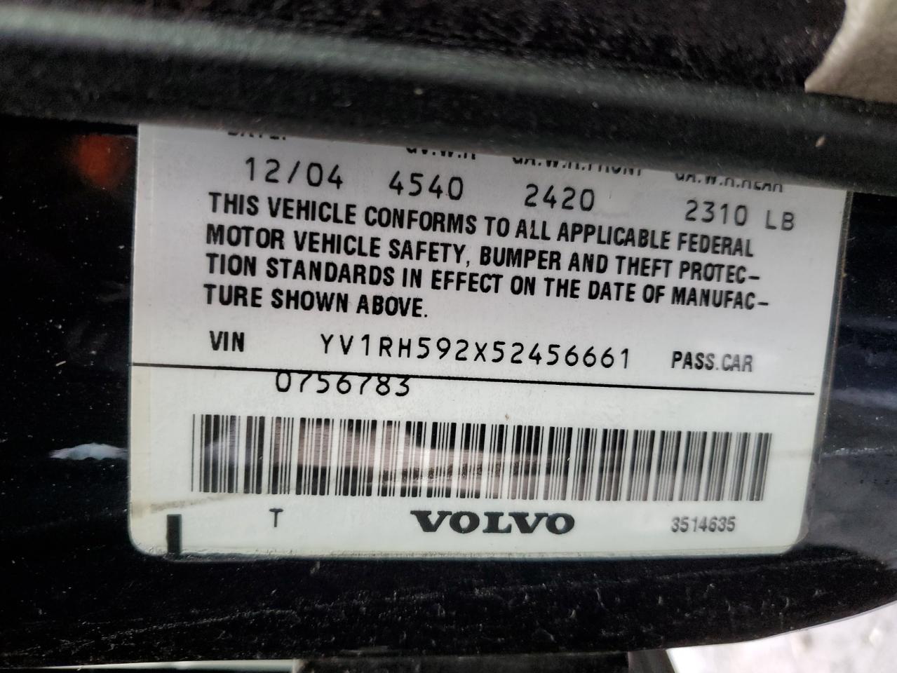 Photo 11 VIN: YV1RH592X52456661 - VOLVO S60 