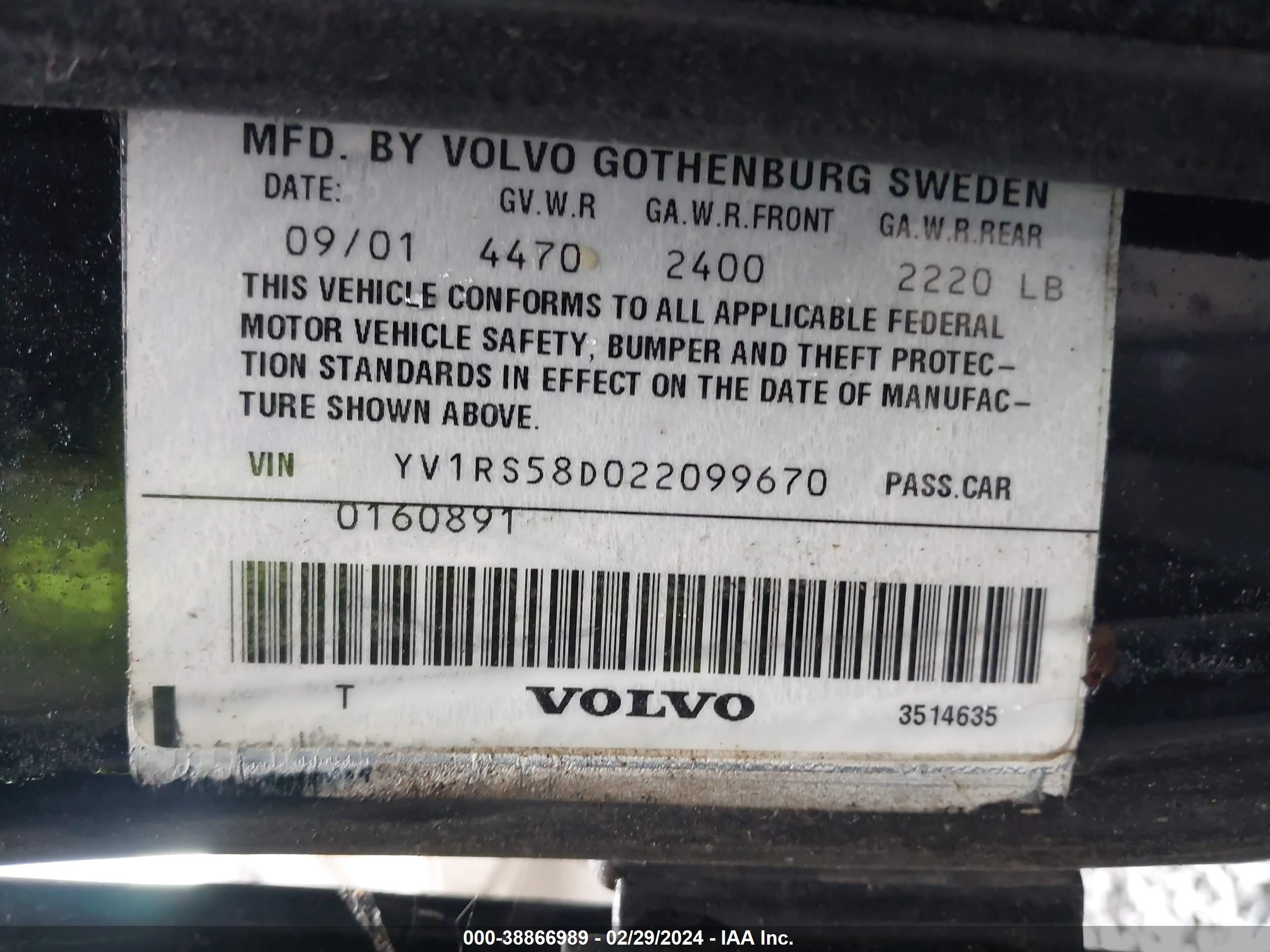 Photo 8 VIN: YV1RS58D022099670 - VOLVO S60 