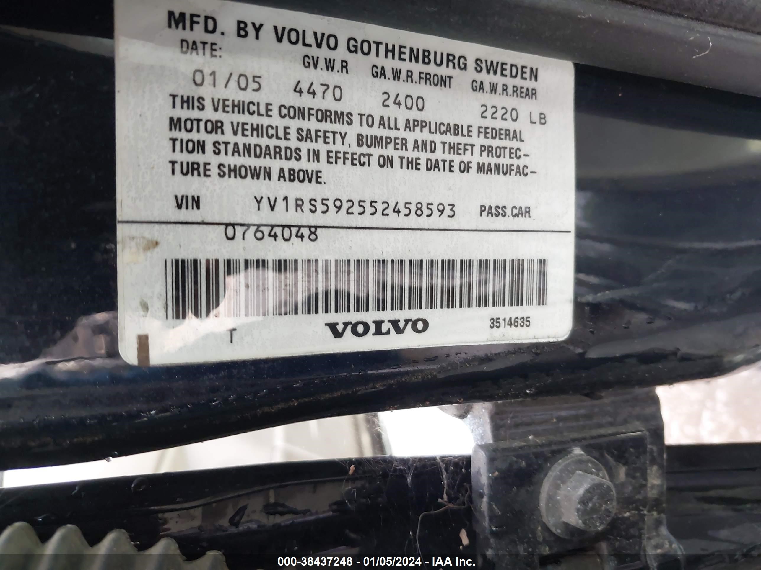 Photo 8 VIN: YV1RS592552458593 - VOLVO S60 