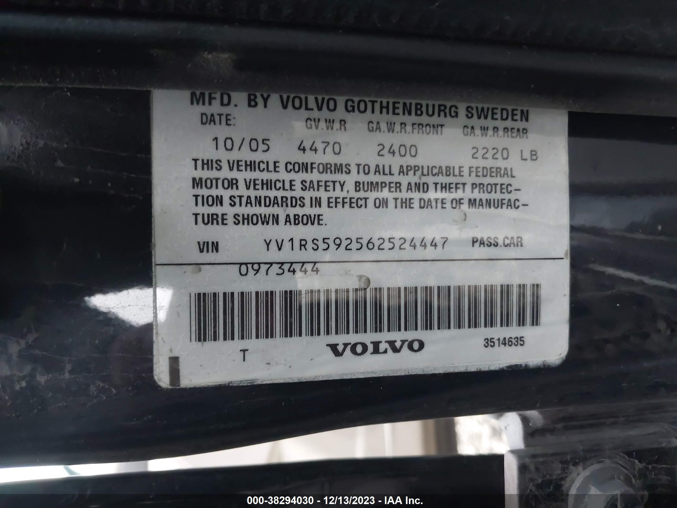 Photo 8 VIN: YV1RS592562524447 - VOLVO S60 