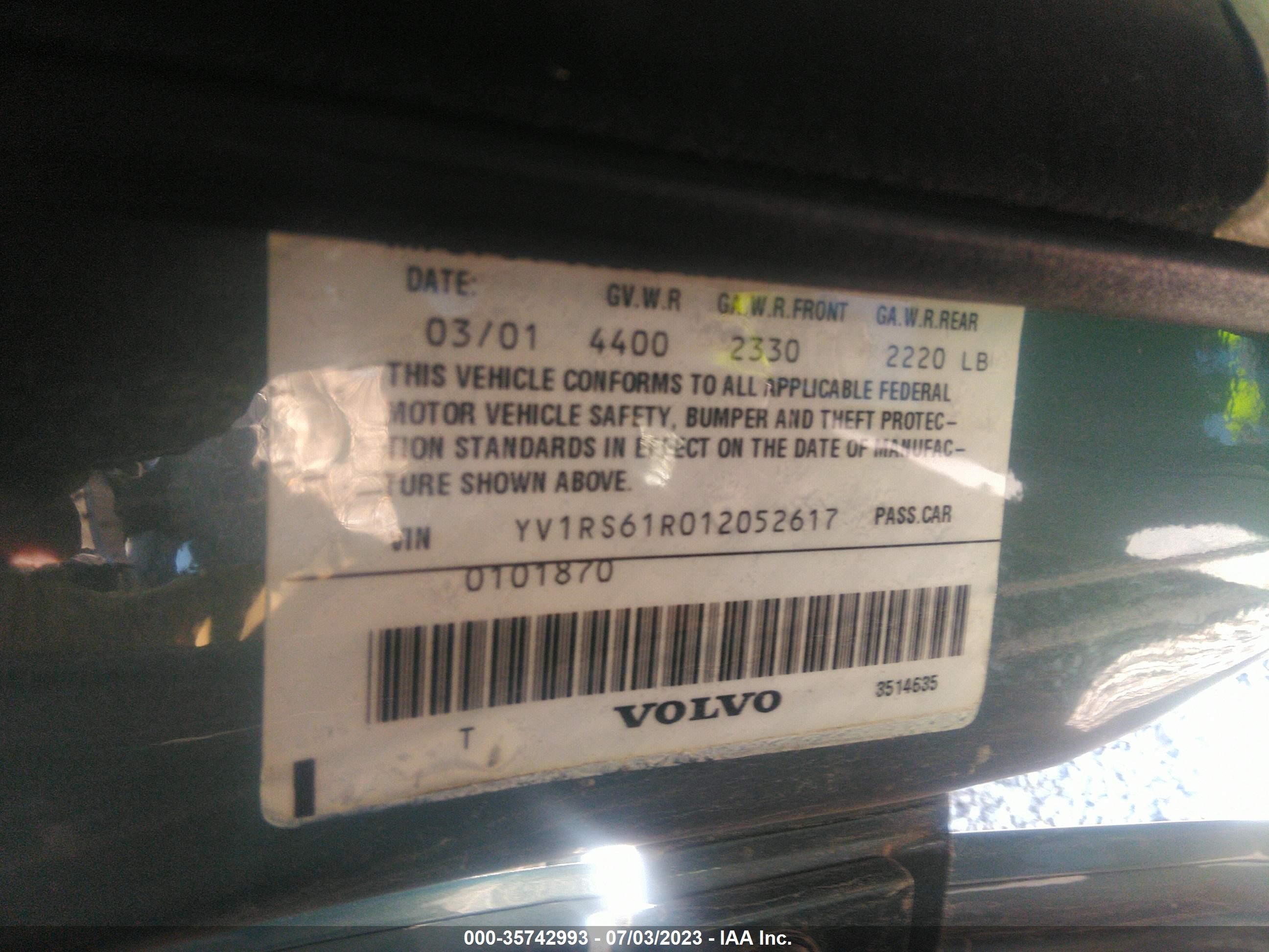 Photo 8 VIN: YV1RS61R012052617 - VOLVO S60 