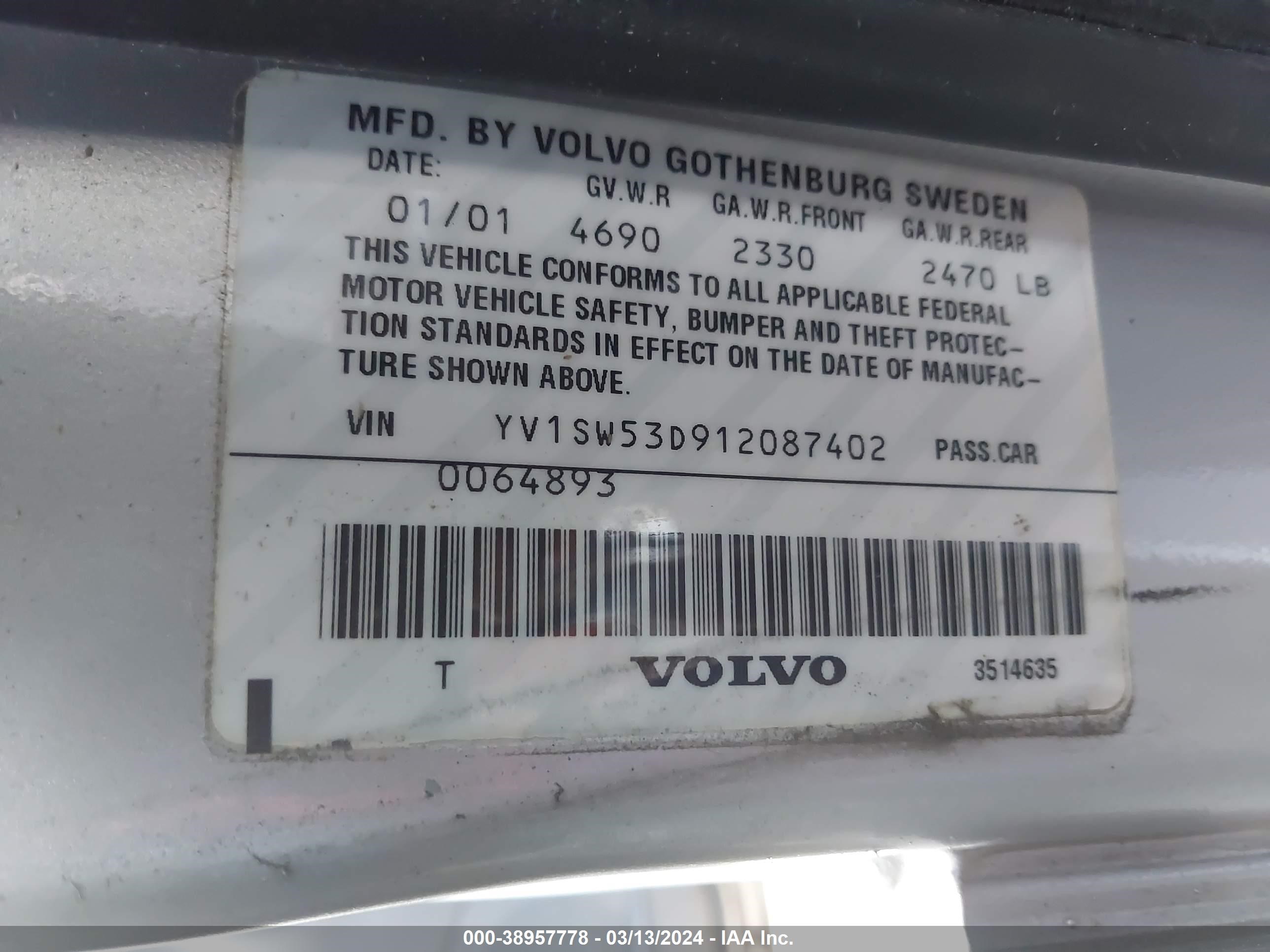 Photo 8 VIN: YV1SW53D912087402 - VOLVO V70 