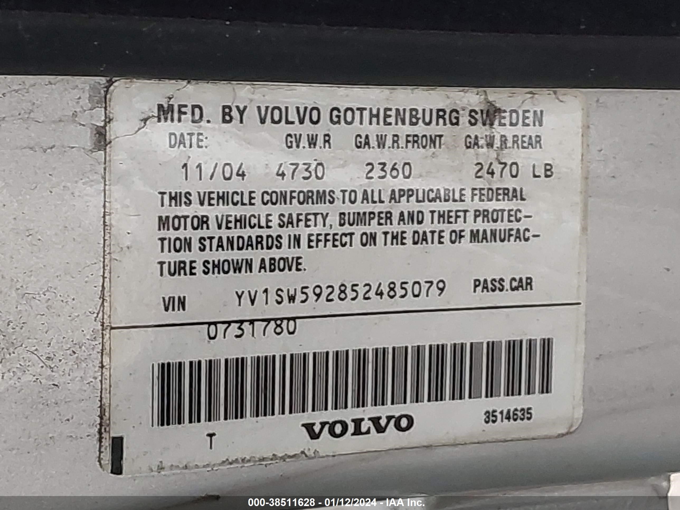 Photo 8 VIN: YV1SW592852485079 - VOLVO V70 