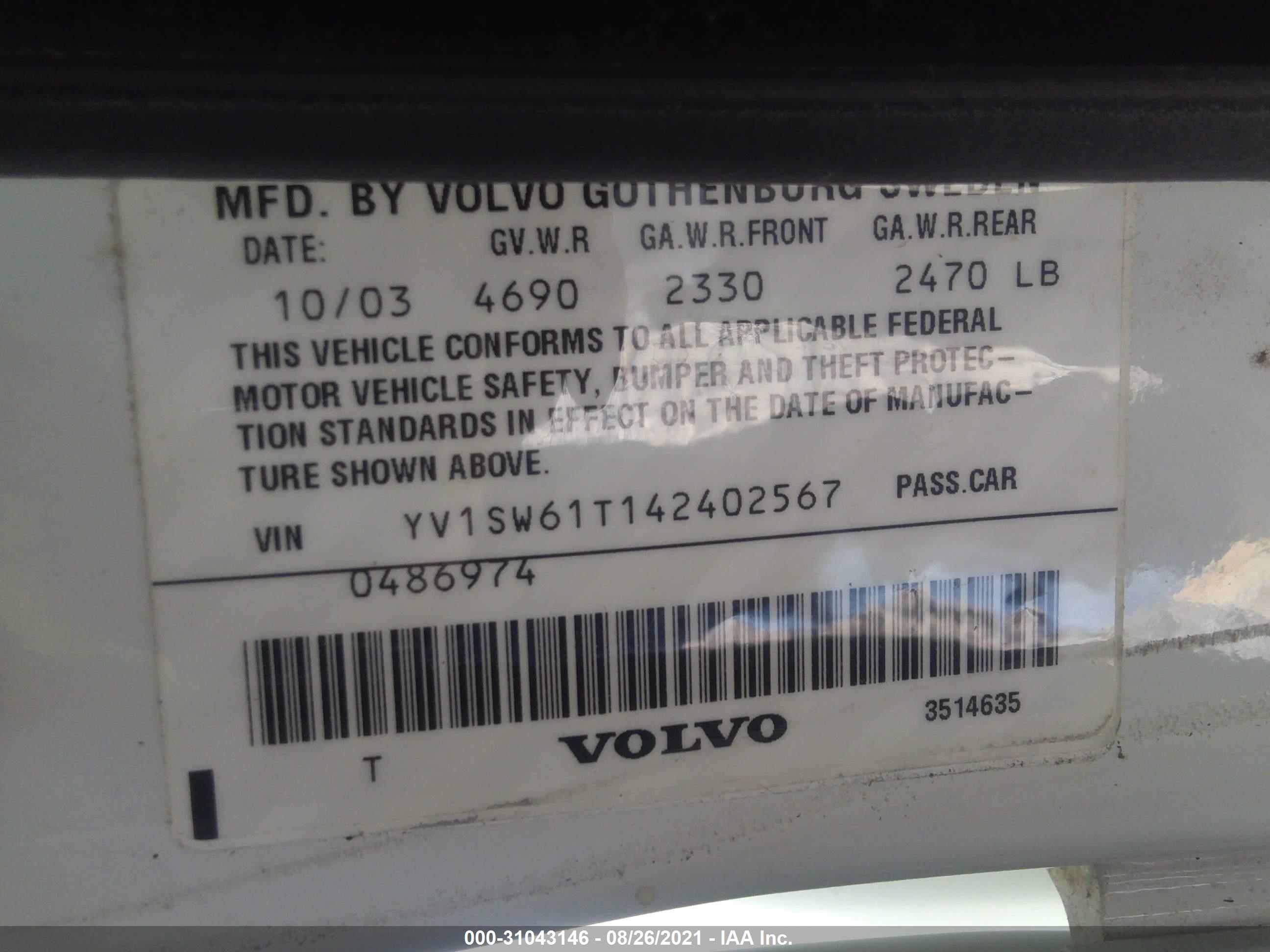 Photo 9 VIN: YV1SW61T142402567 - VOLVO V70 