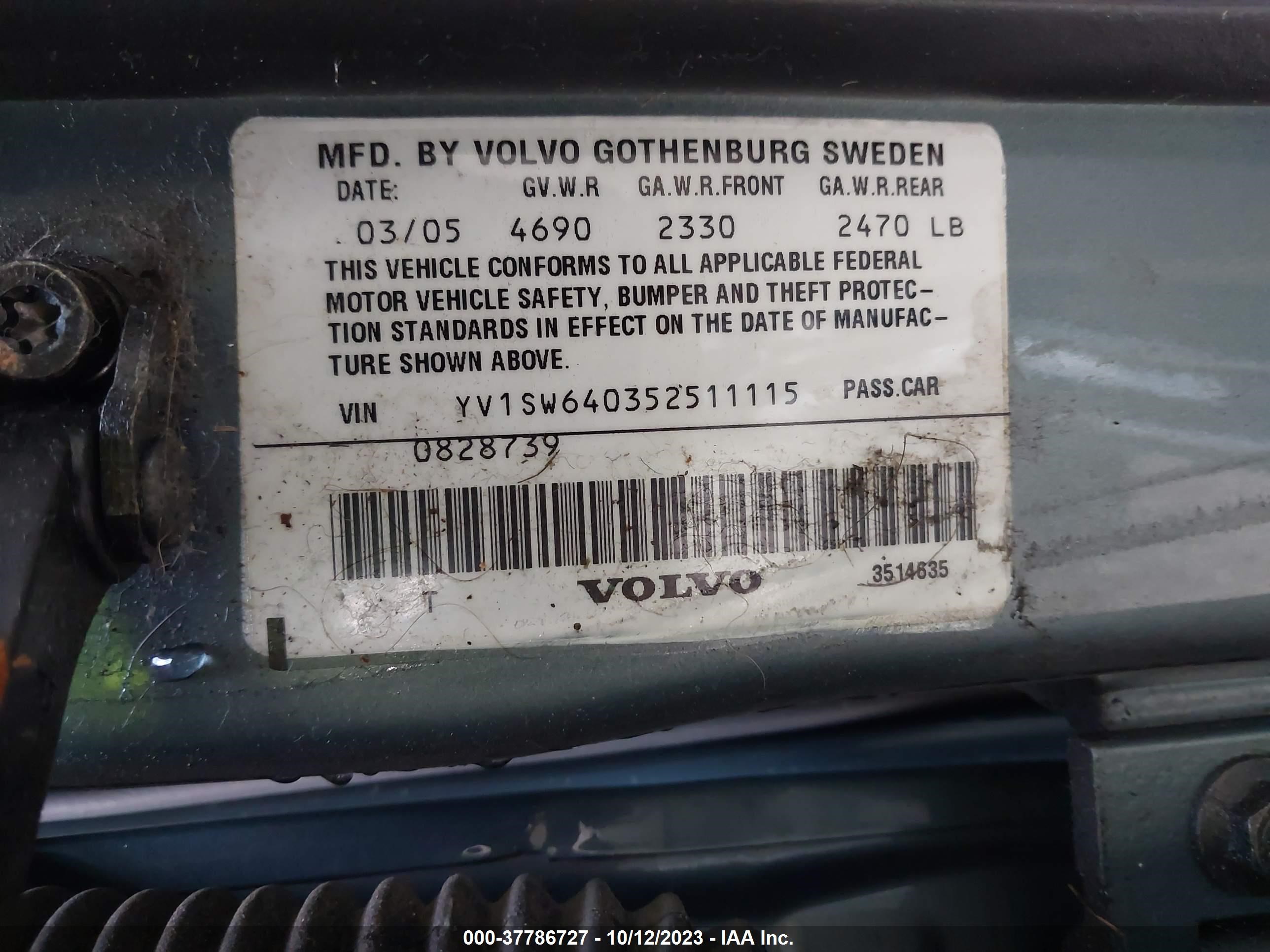 Photo 8 VIN: YV1SW640352511115 - VOLVO V70 