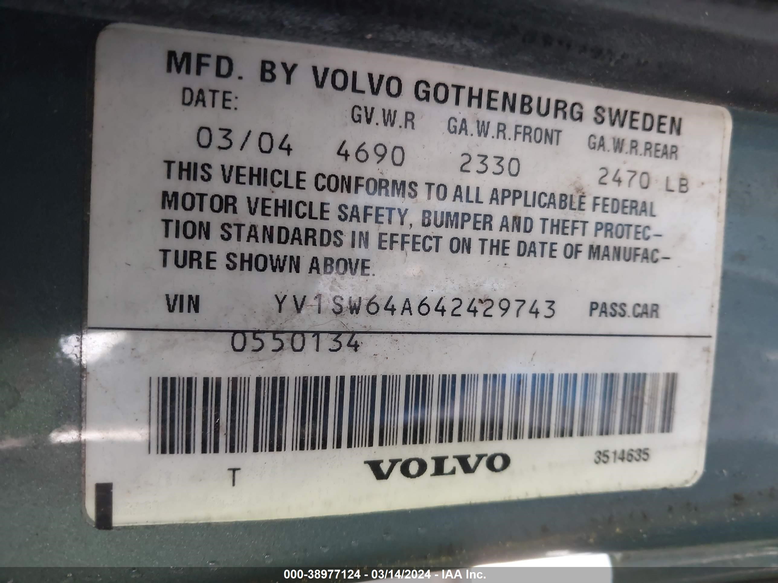 Photo 8 VIN: YV1SW64A642429743 - VOLVO V70 