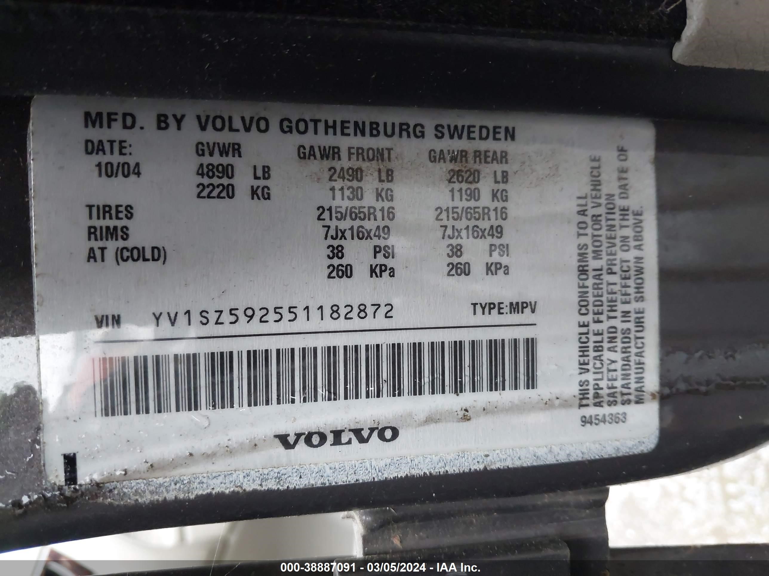 Photo 8 VIN: YV1SZ592551182872 - VOLVO XC70 