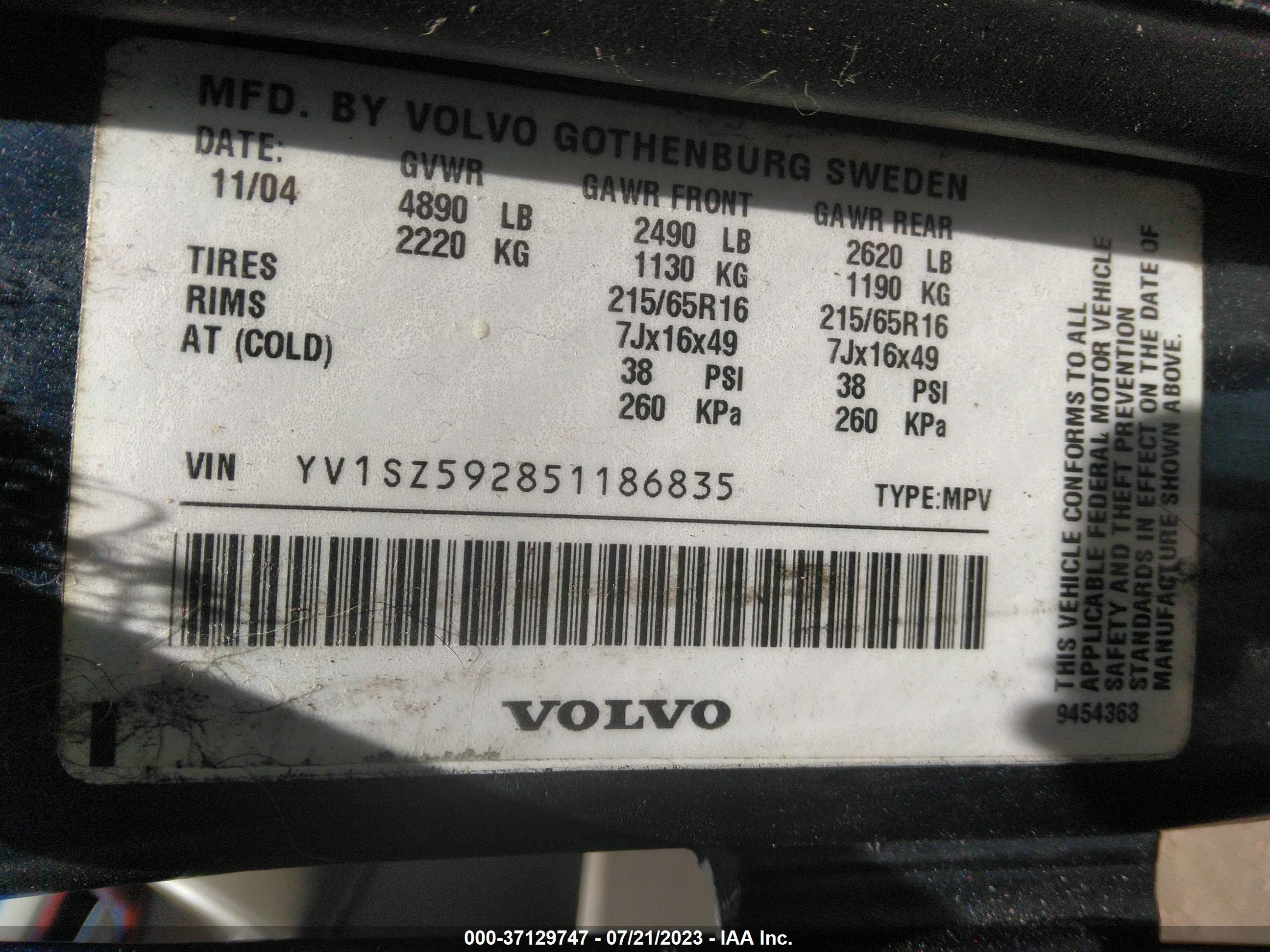 Photo 8 VIN: YV1SZ592851186835 - VOLVO XC70 