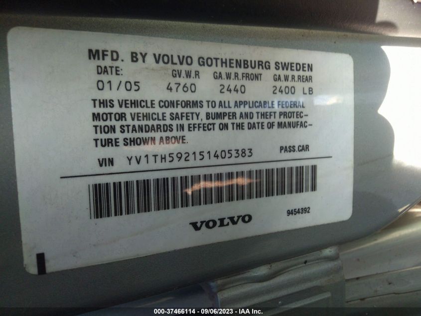 Photo 8 VIN: YV1TH592151405383 - VOLVO S80 