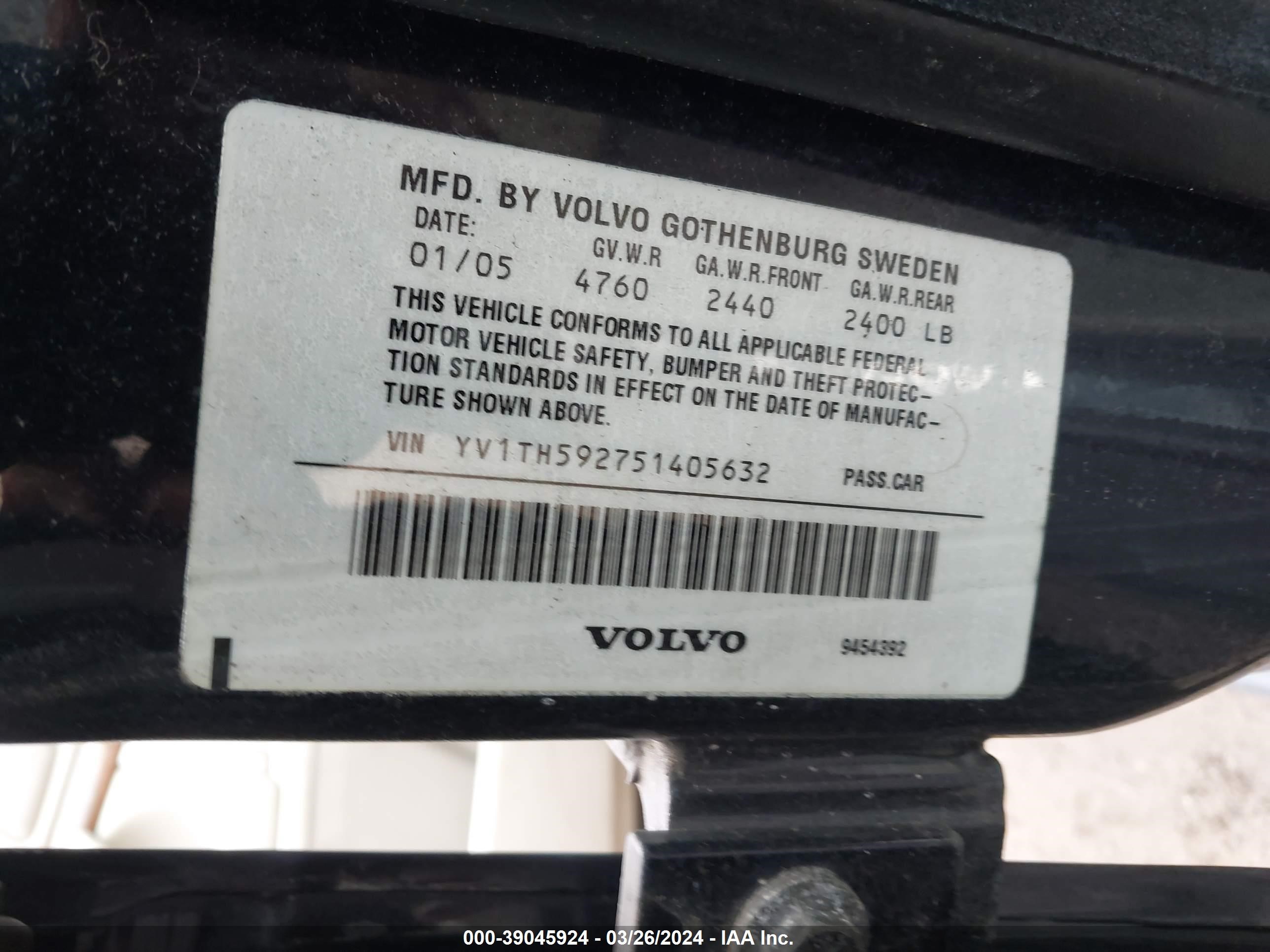 Photo 8 VIN: YV1TH592751405632 - VOLVO S80 