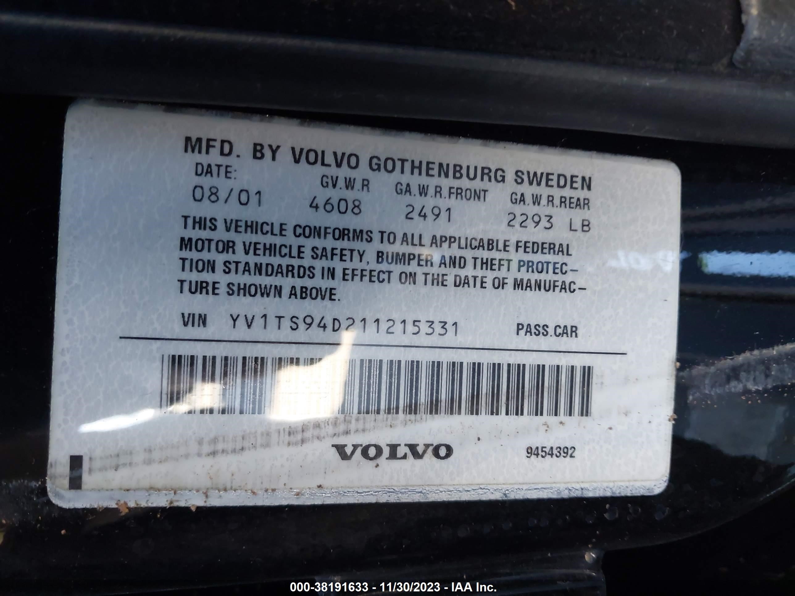 Photo 8 VIN: YV1TS94D211215331 - VOLVO S80 