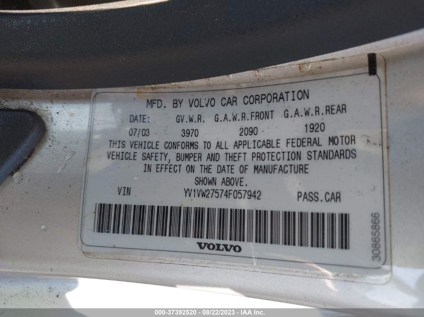 Photo 8 VIN: YV1VW27574F057942 - VOLVO V40 