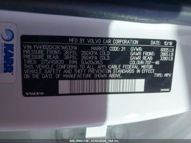 Photo 8 VIN: YV4102CK2K1463314 - VOLVO XC90 