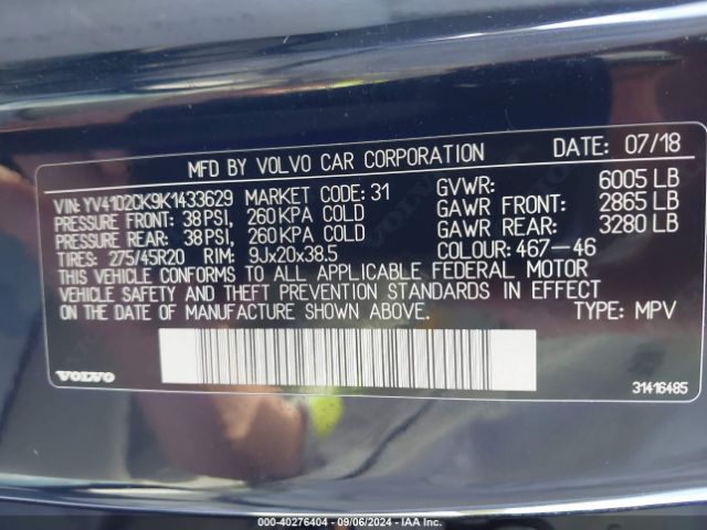 Photo 8 VIN: YV4102CK9K1433629 - VOLVO XC90 