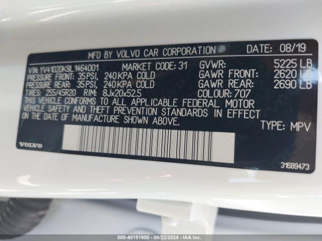 Photo 8 VIN: YV4102DK8L1464001 - VOLVO XC60 