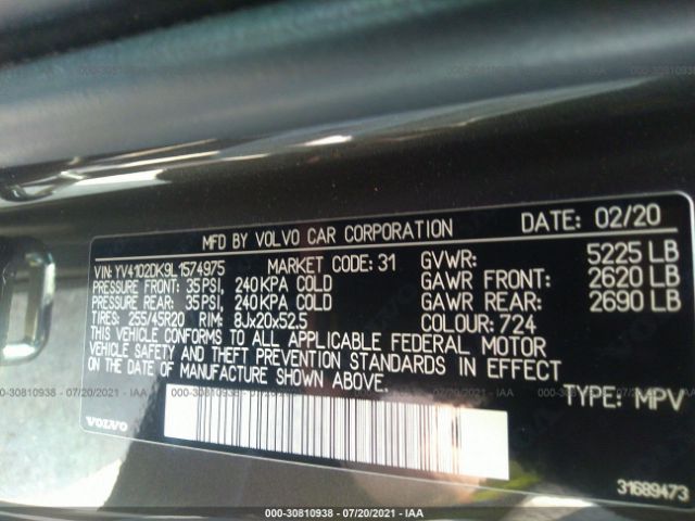 Photo 8 VIN: YV4102DK9L1574975 - VOLVO XC60 