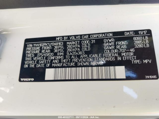 Photo 8 VIN: YV4102PK1J1348163 - VOLVO XC90 