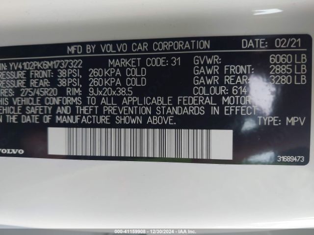 Photo 8 VIN: YV4102PK6M1737322 - VOLVO XC90 